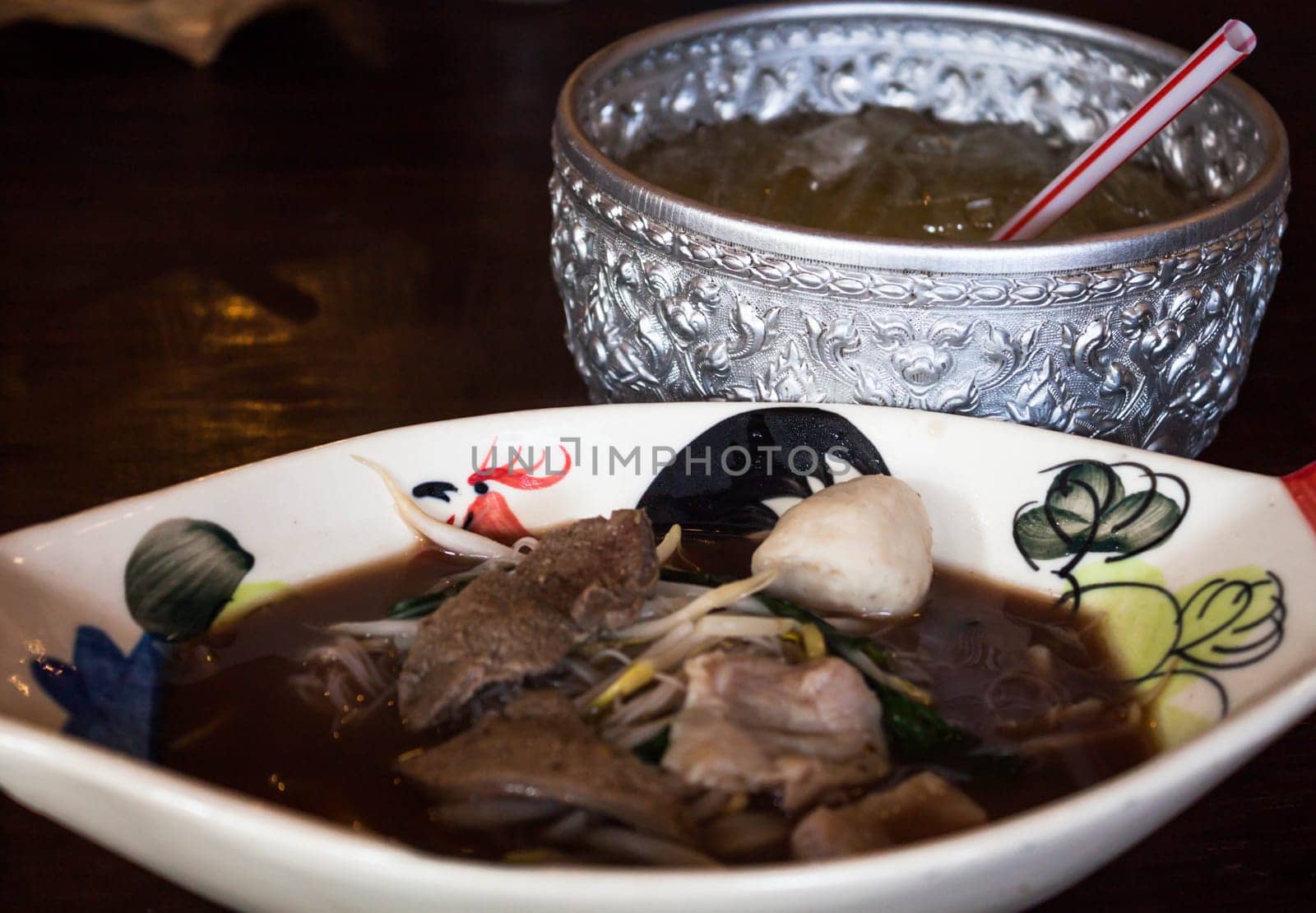 Northern of thailand style pork noodle soup.