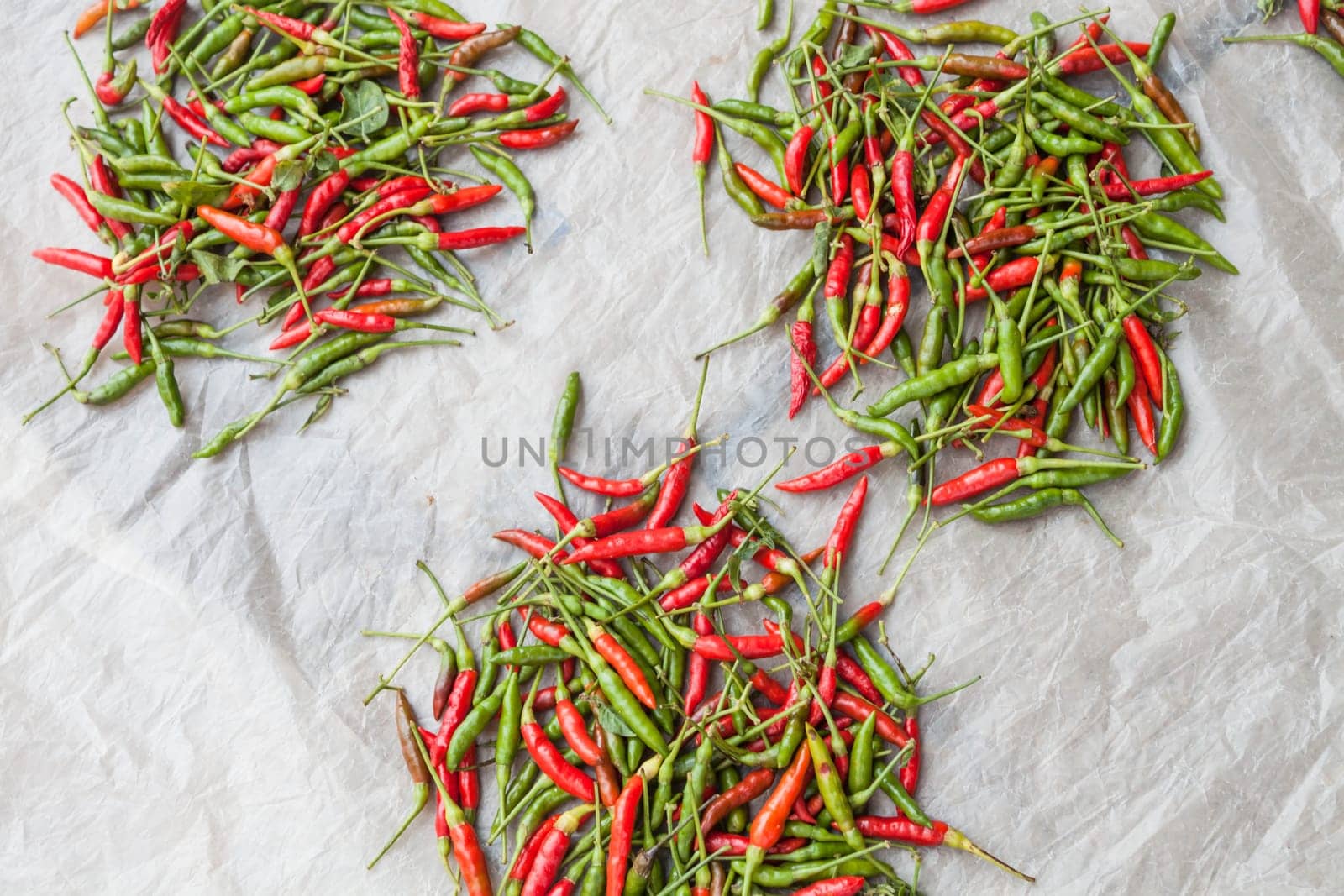 Spicy red and green hot chili peppers