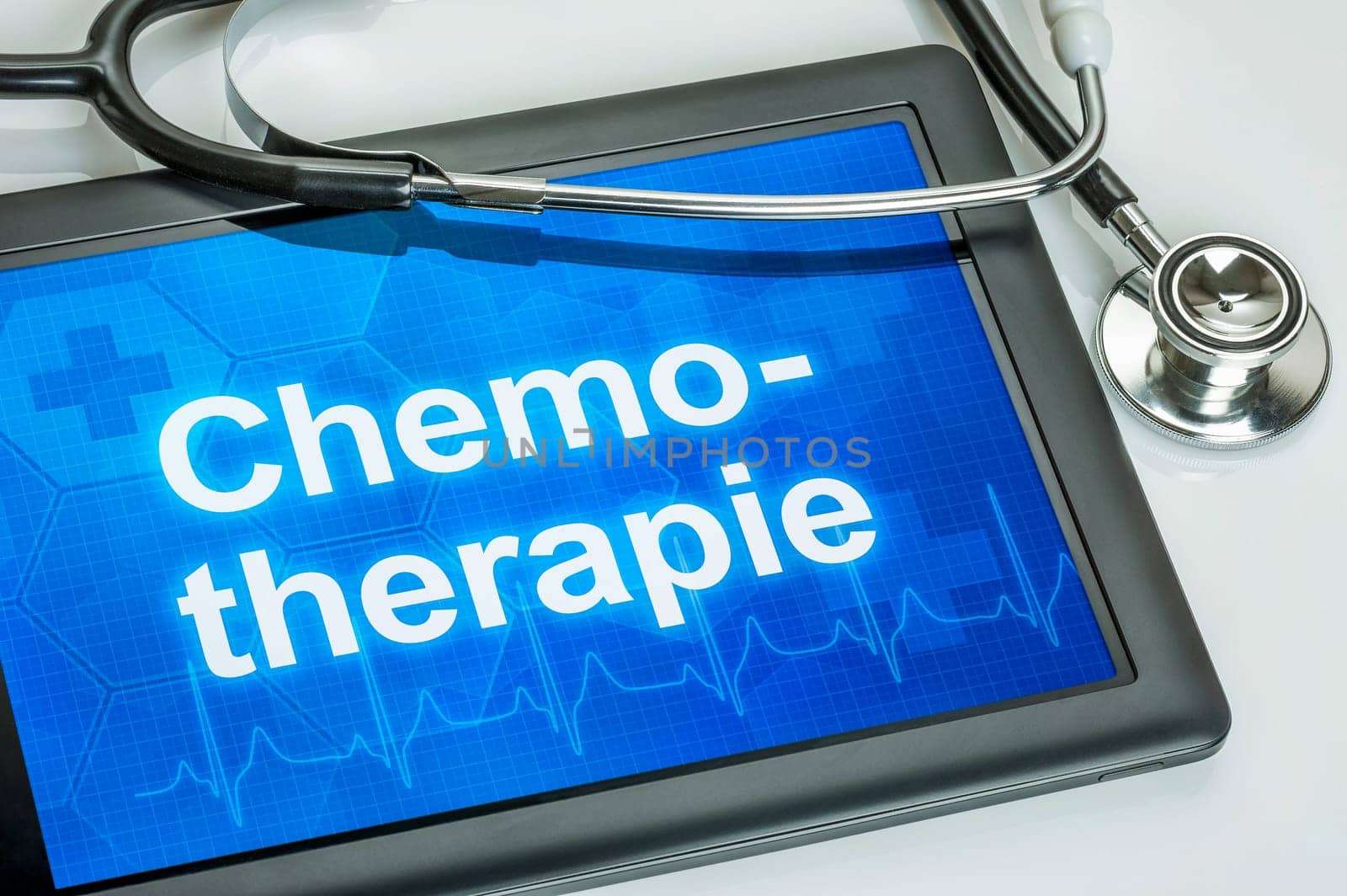Tablet with the text chemotherapy on display