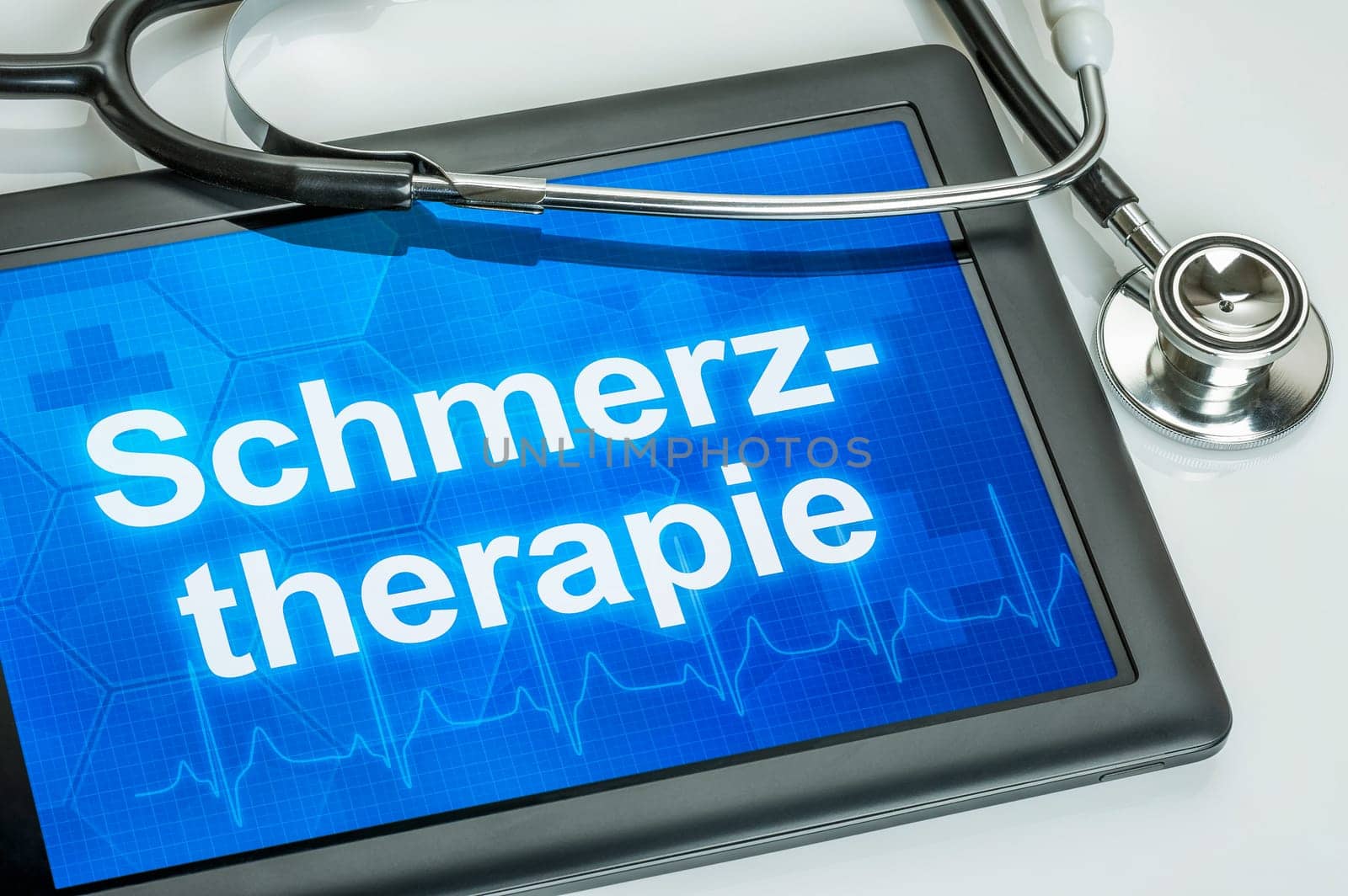 Tablet with the text pain therapy on display