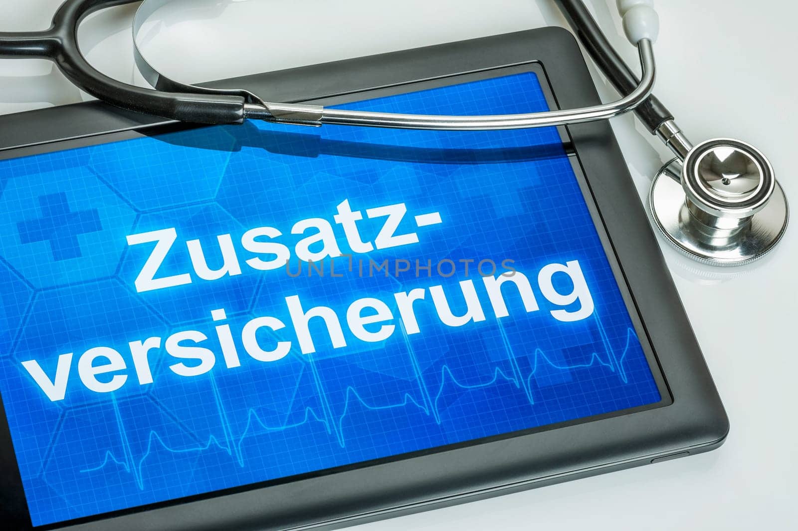 Tablet with the text supplementary insurance on the display