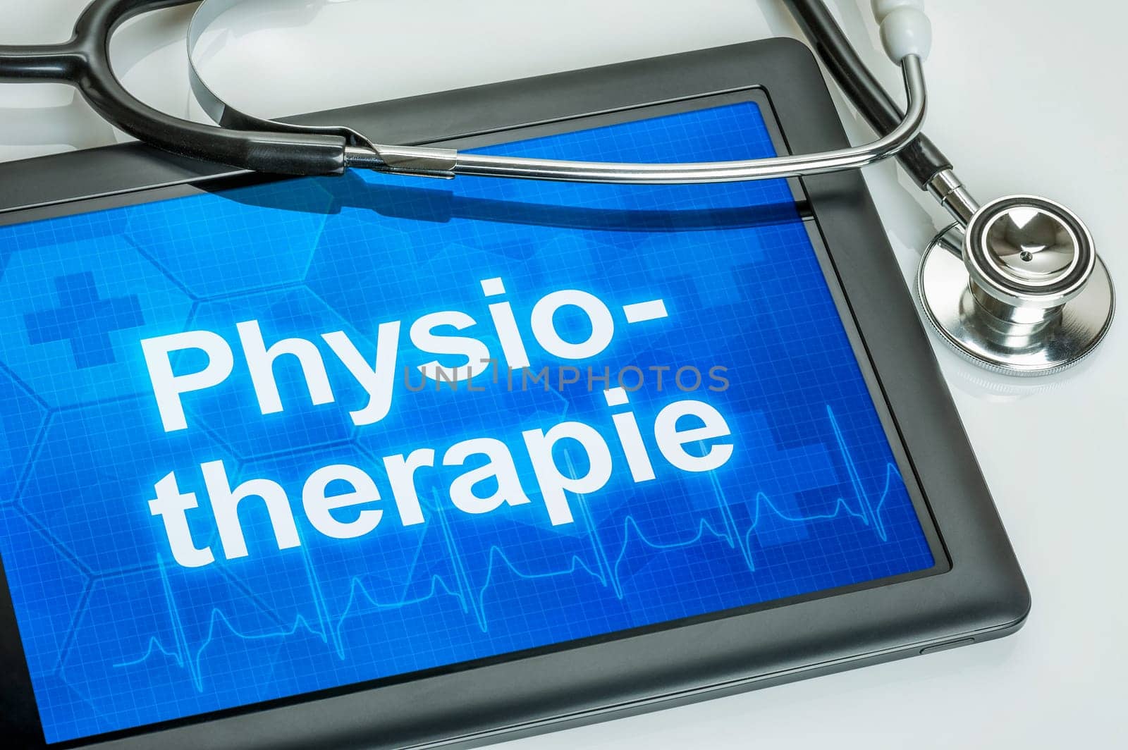 Tablet with the text physiotherapy on display