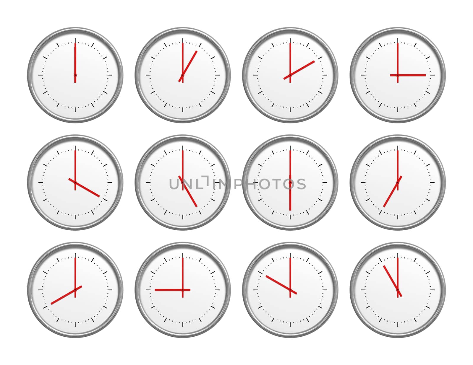An image of clocks with different time