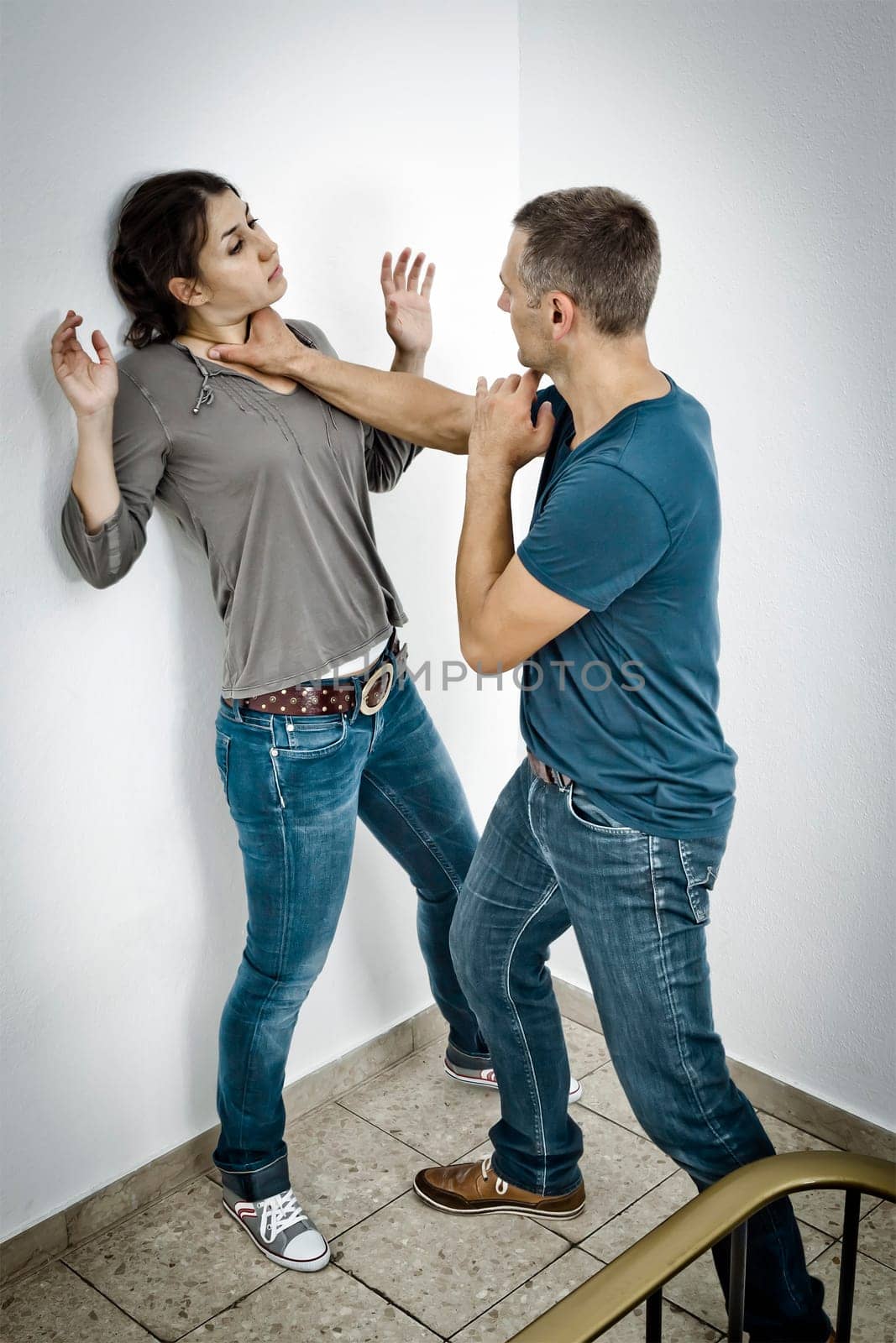 A young woman is attacked by a man