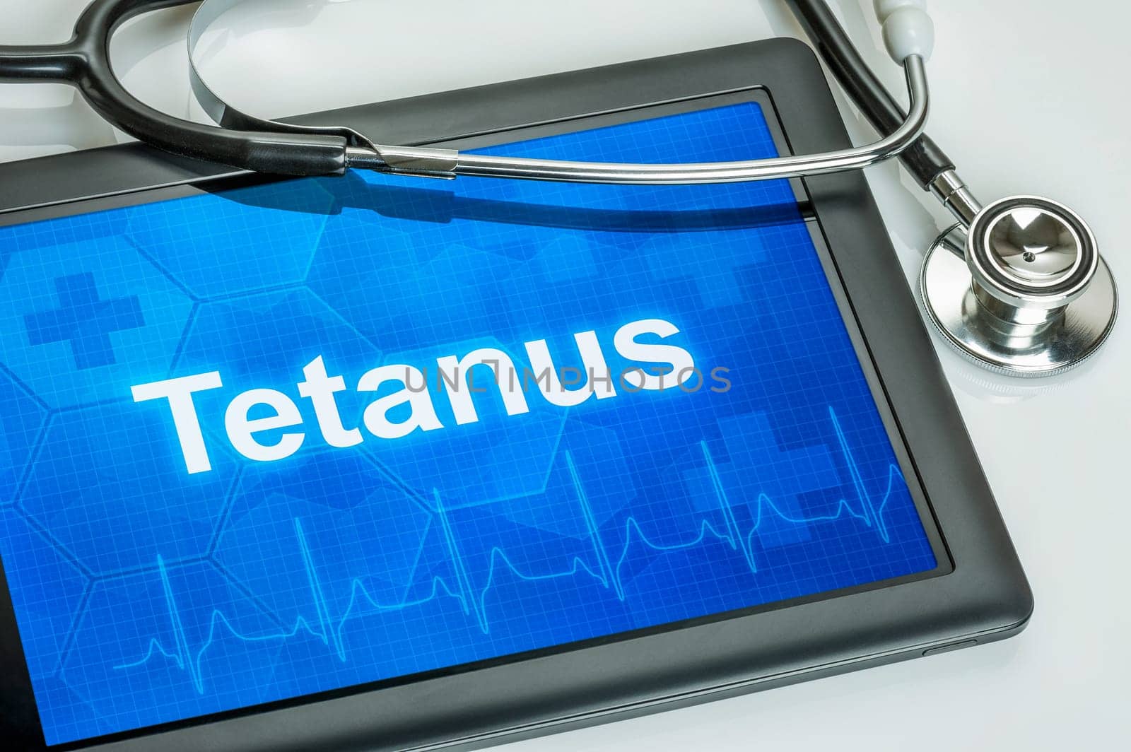 Tablet with the tetanus diagnosis on display