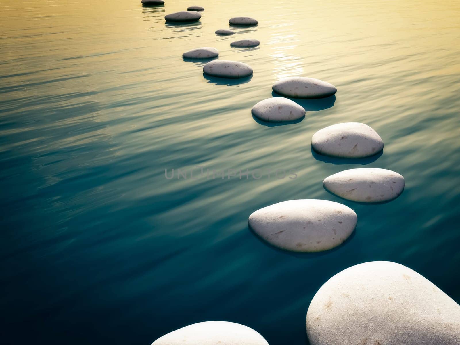 An image of some nice step stones in the evening sea