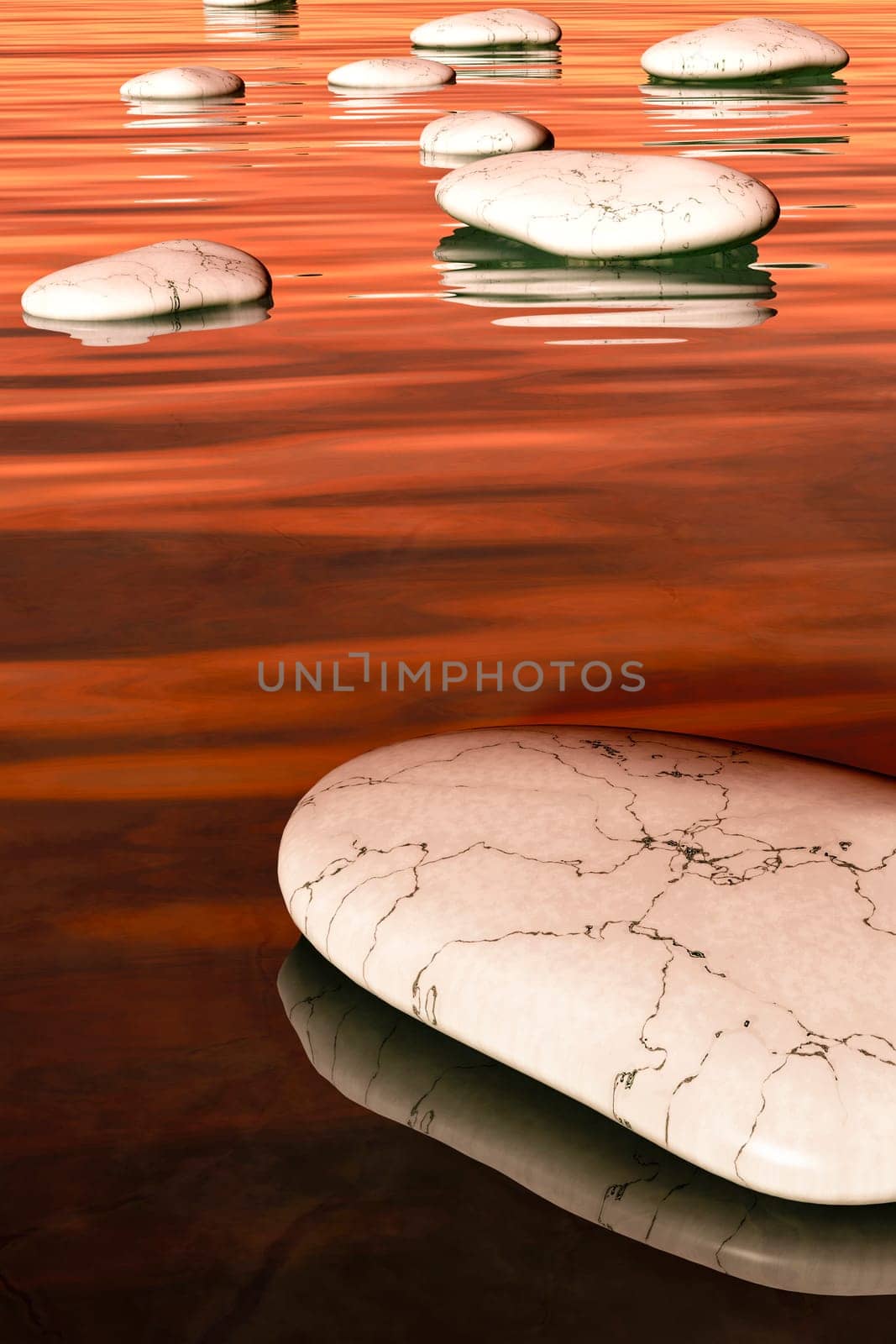 An image of some nice white step stones in the evening sea