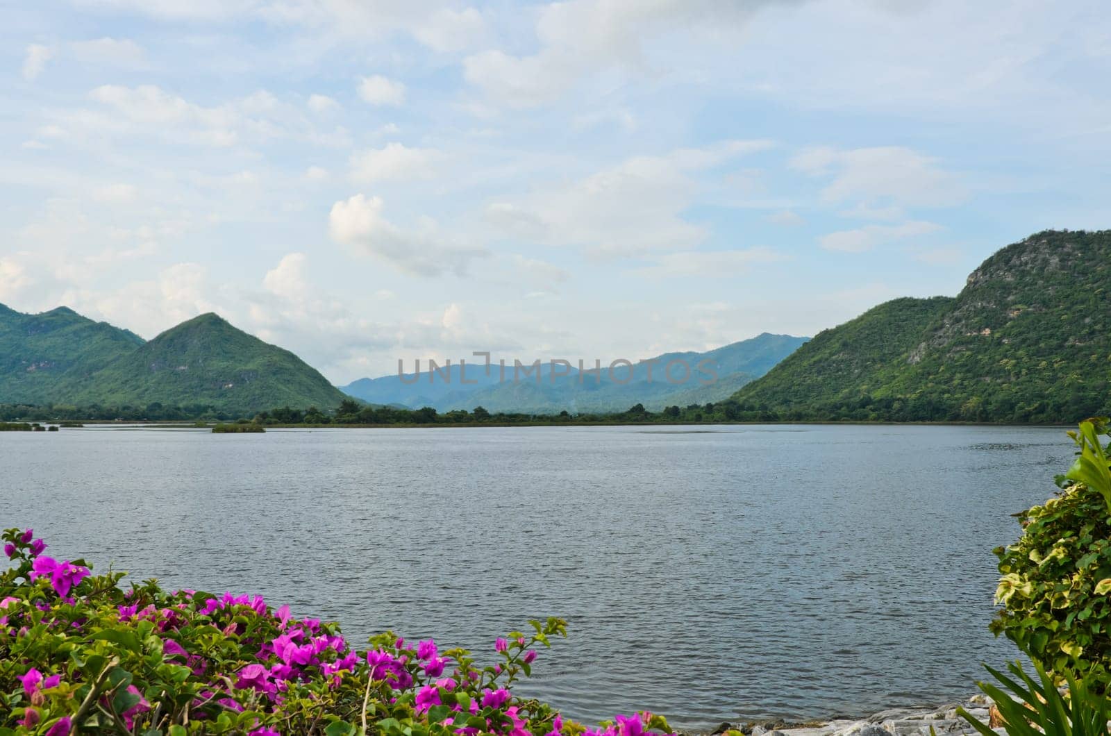 Mountain lake landscape in Srinakarin dam, Thailand