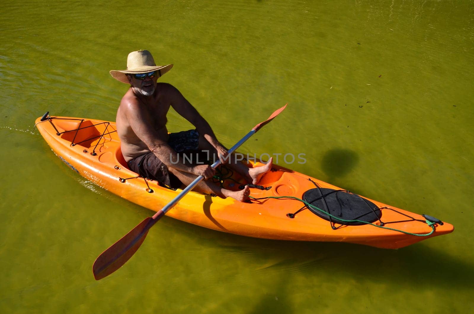 dieter in kayak with hat
