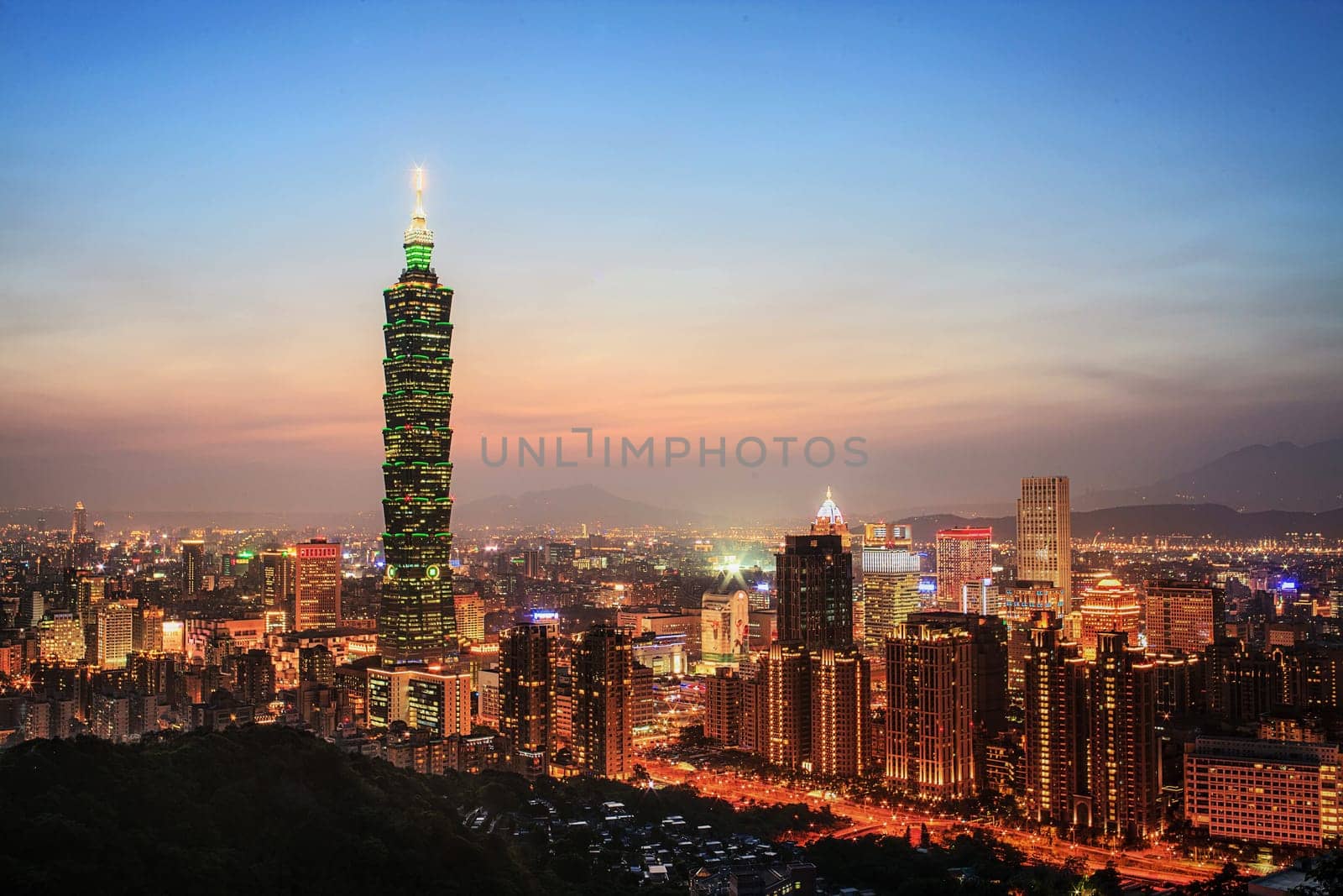 Taipei, Taiwan evening skyline for adv or others purpose use