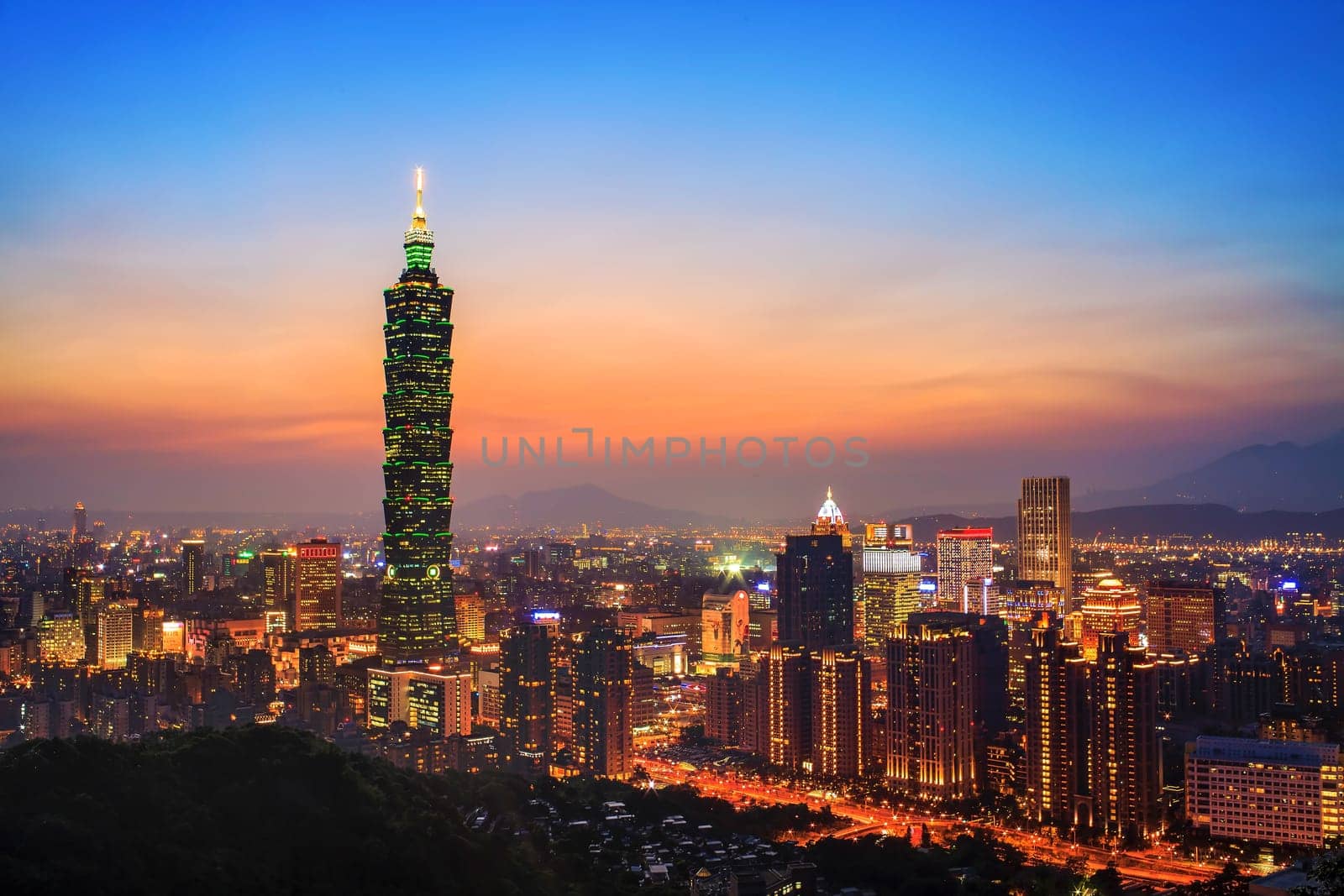 Taipei, Taiwan evening skyline for adv or others purpose use