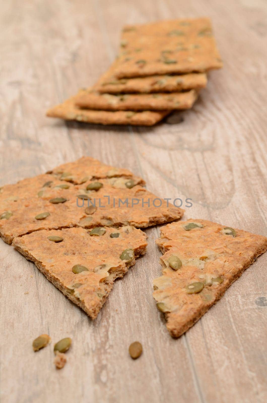 Whole grain bread on a wooden table