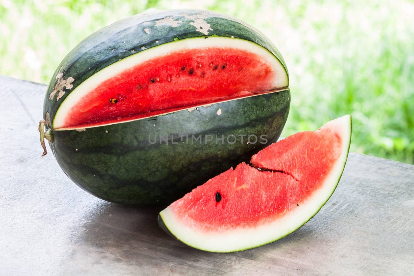 Close up red slice of water melon