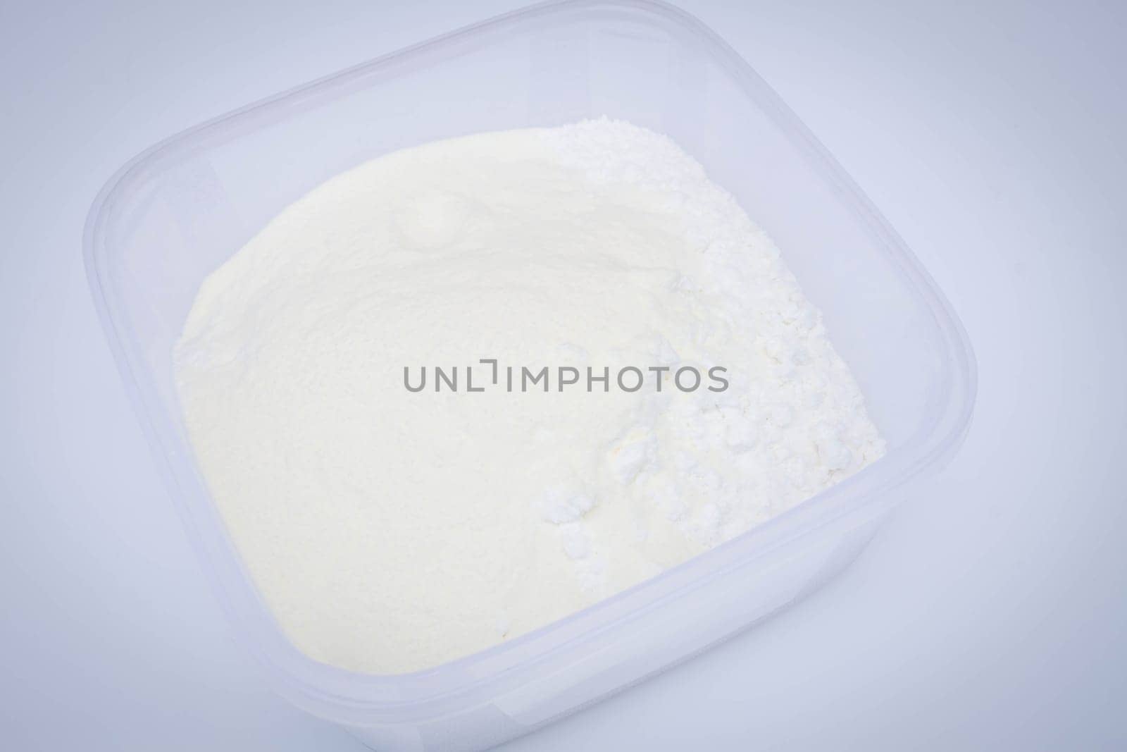Bakery mix flour measured in plastic box