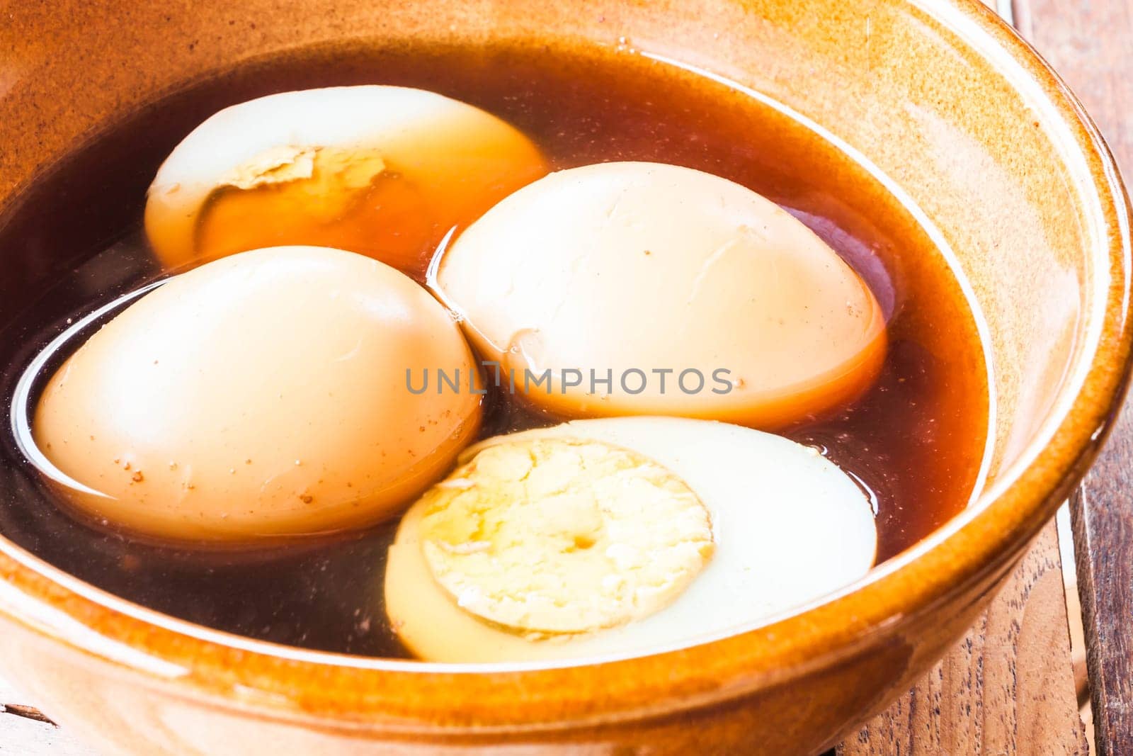 Hard-boiled eggs stew with sweet gravy