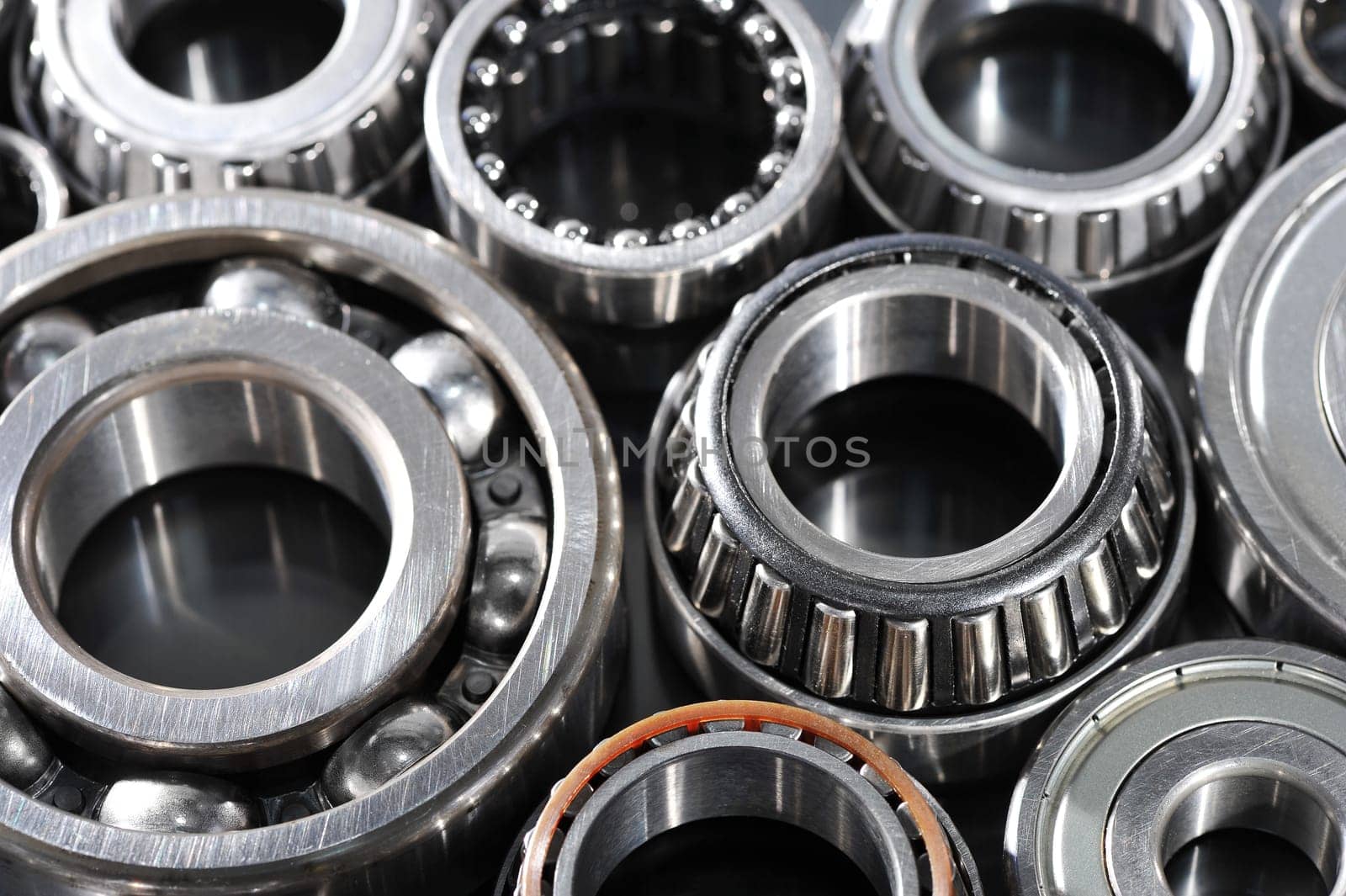 Close-up of various ball bearings
