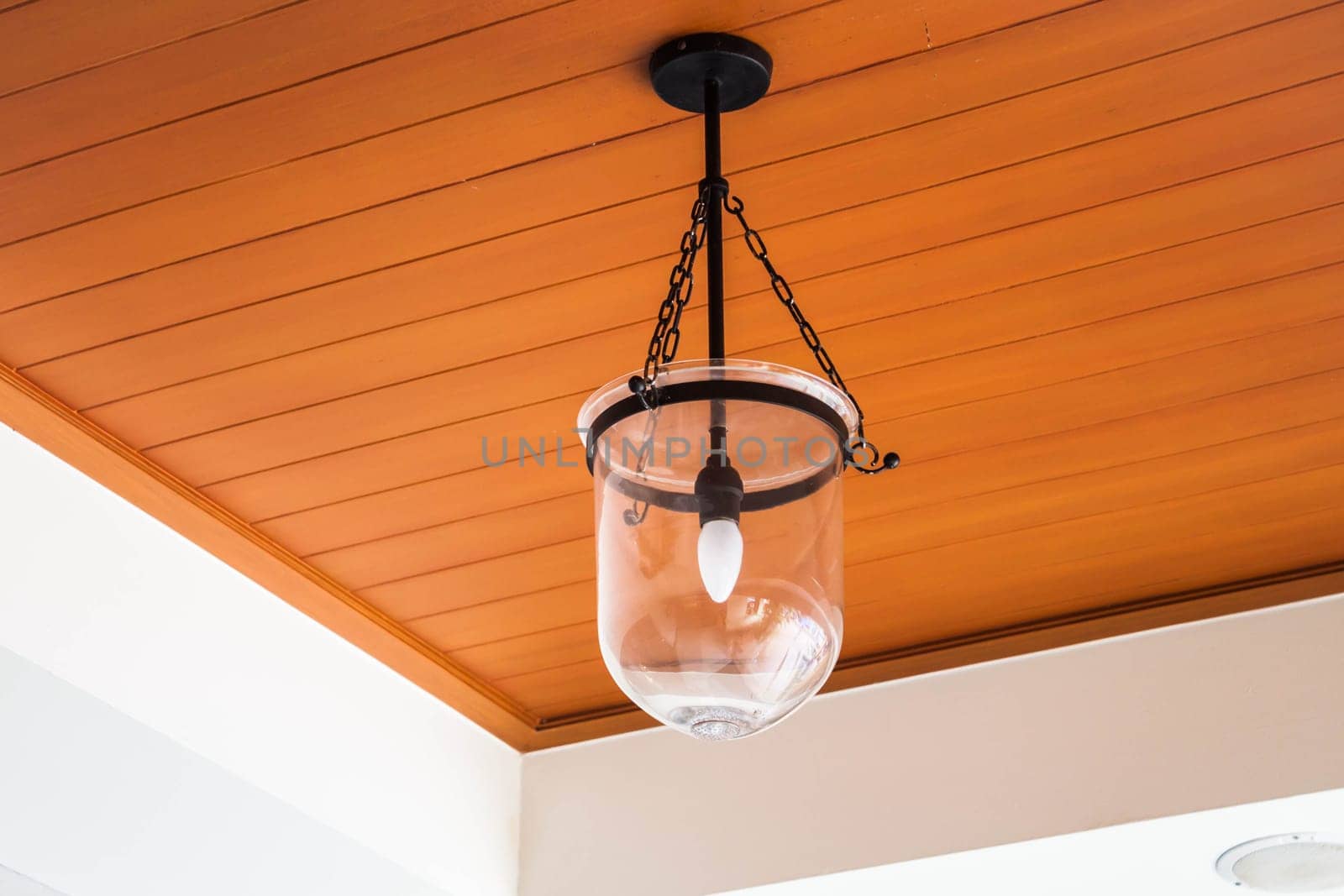 Close up new modern  lamp on ceiling