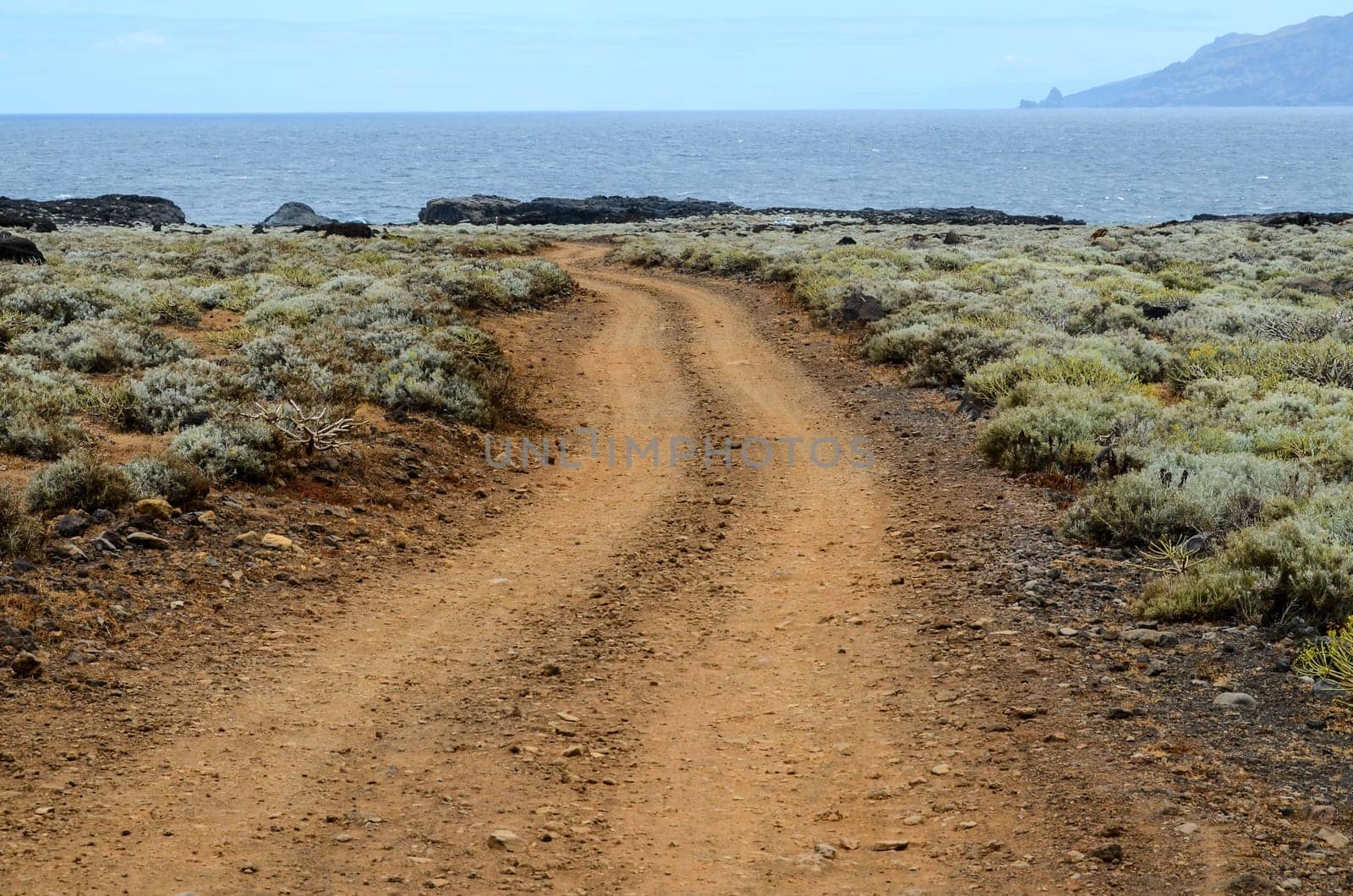 Dirt Road through the Desert in Tenerife Island Spain