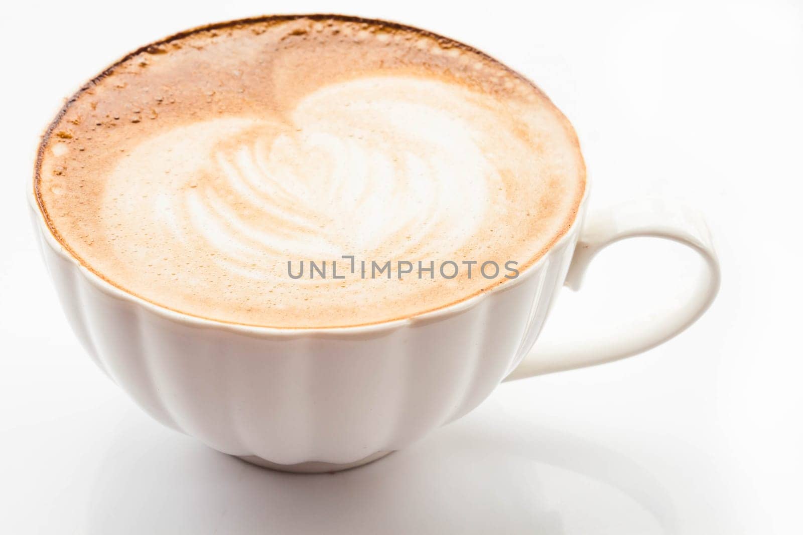 Hot coffee latte cup isolated on white background