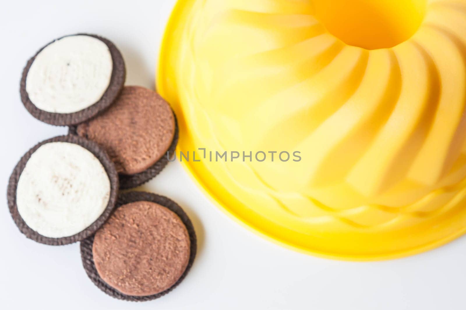 Cookies and cake form isolated on white background, stock photo