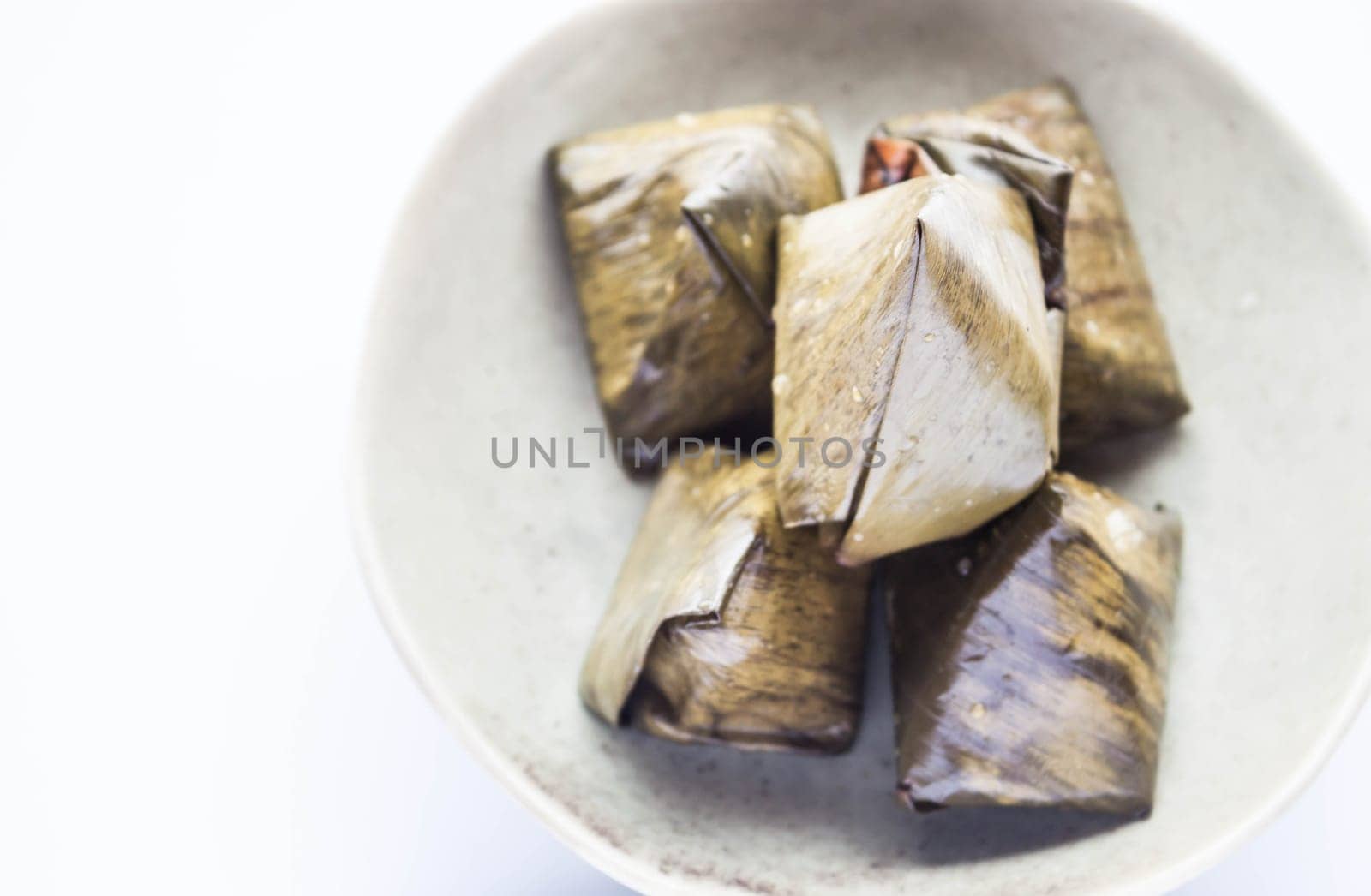 Traditional thai dessert stuffed dough pyramid, stock photo