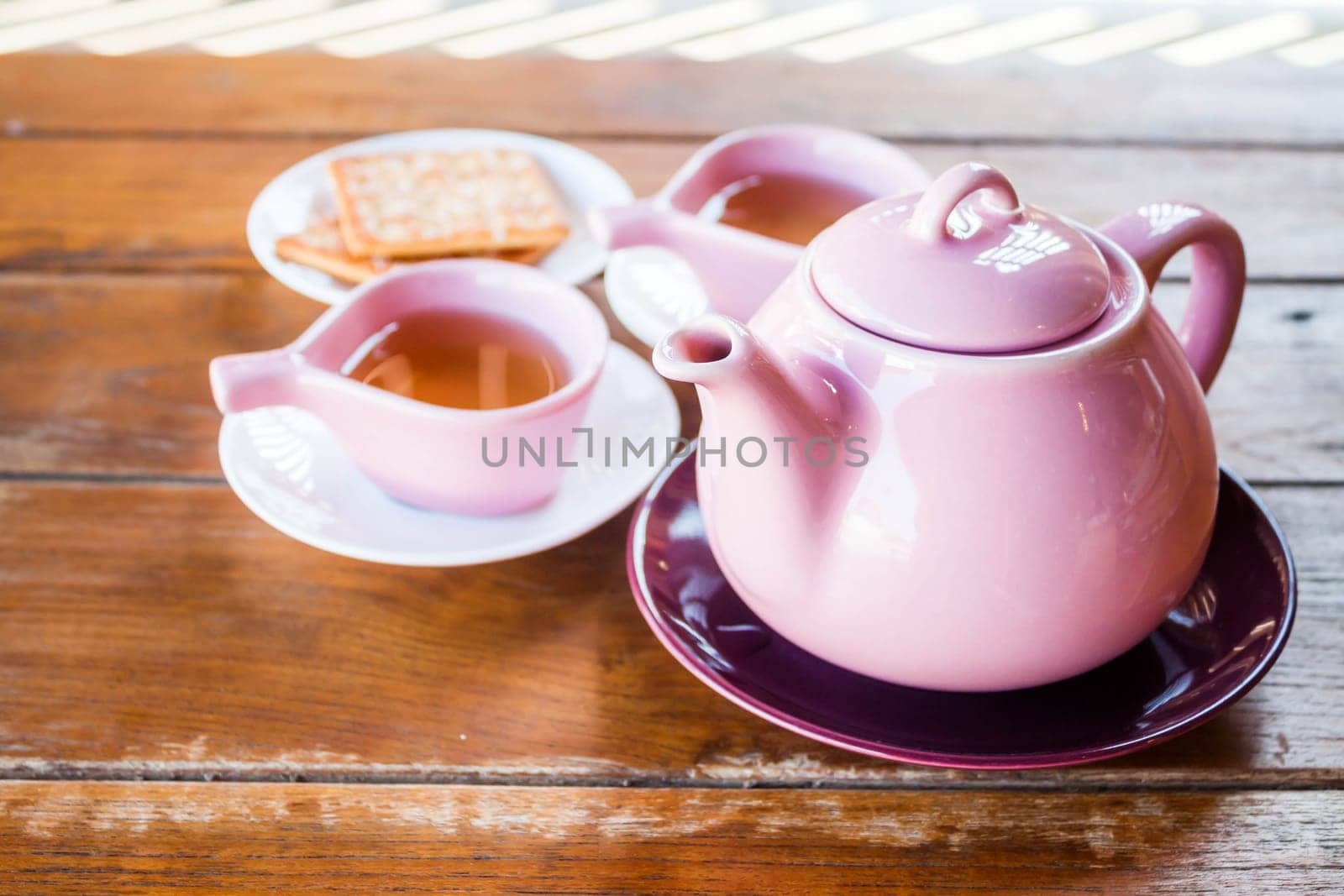 Cups of tea with teapot, stock photo