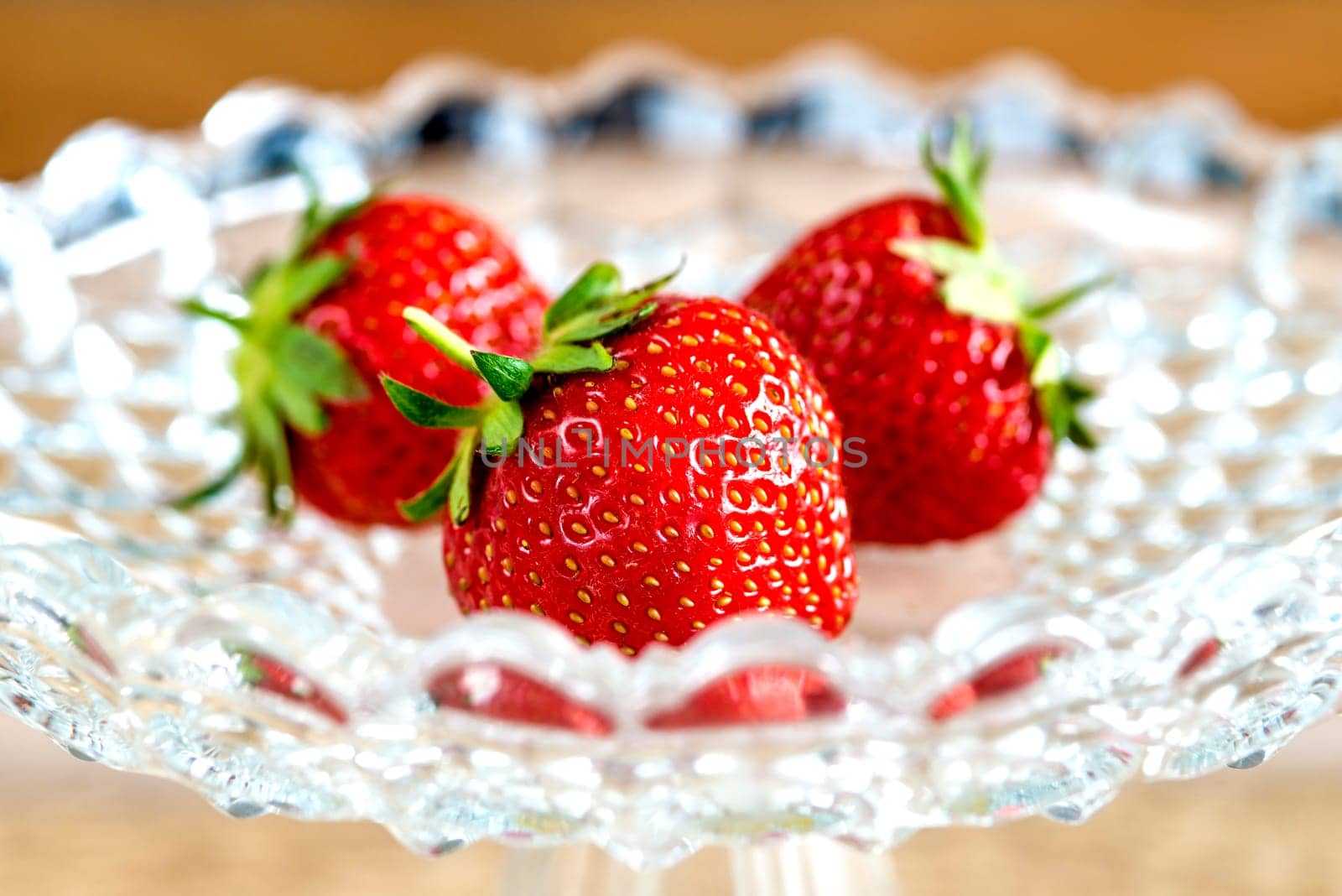 Strawberries in a glass bowl
