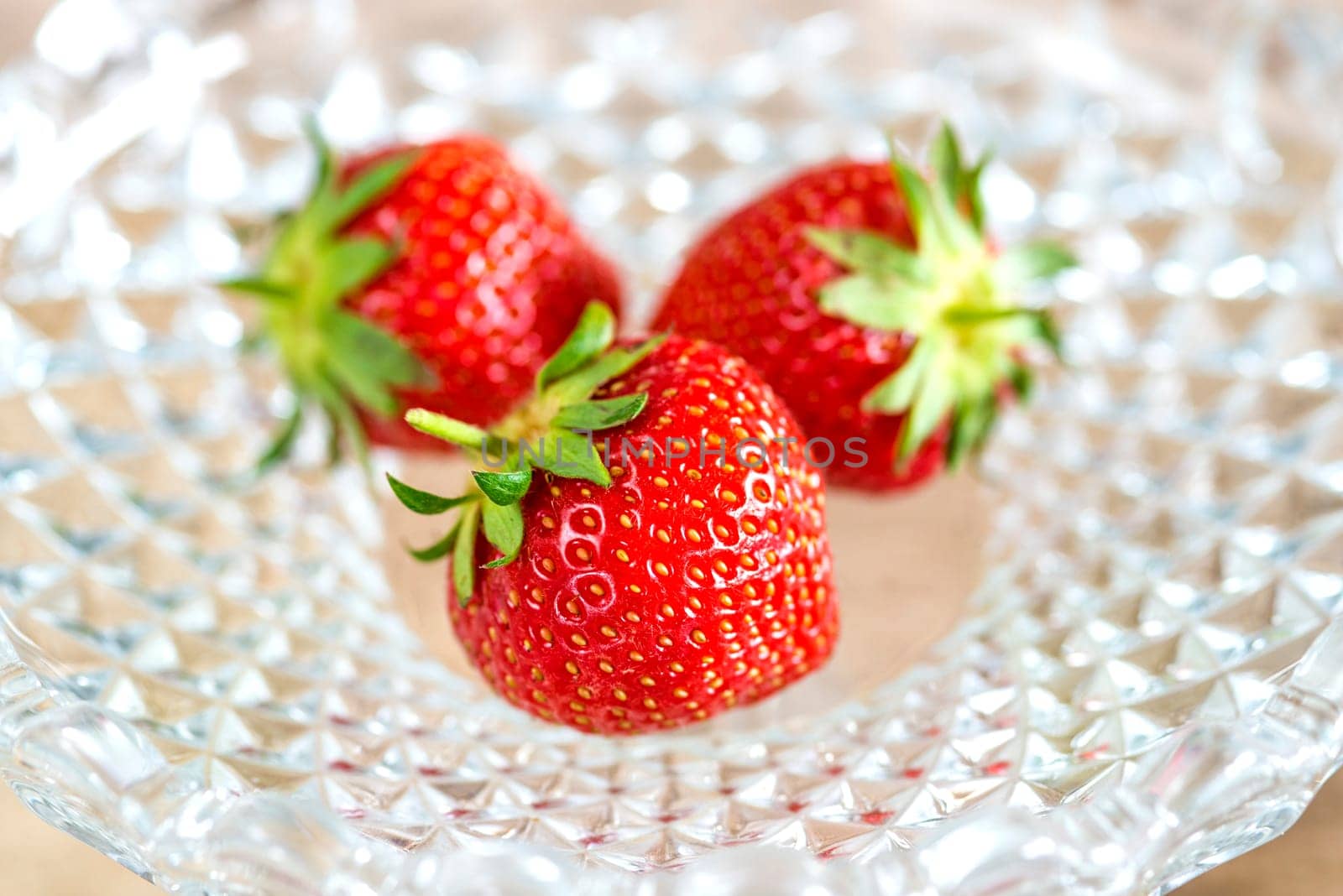 Strawberries in a glass bowl