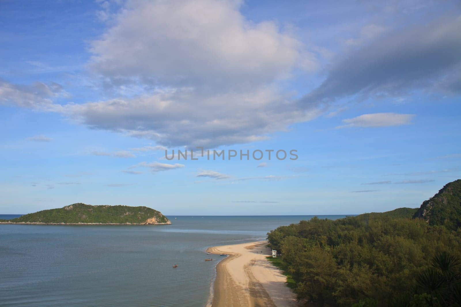Beautiful tropical island, beach landscape, blue ocean in summer