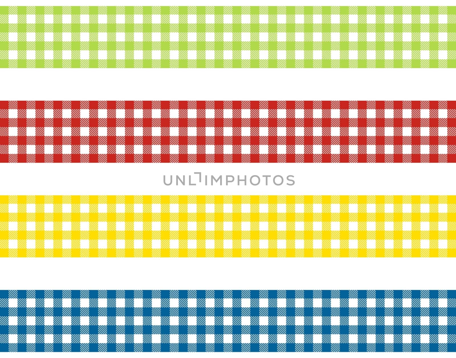 4 stripes with tablecloth pattern green red yellow blue