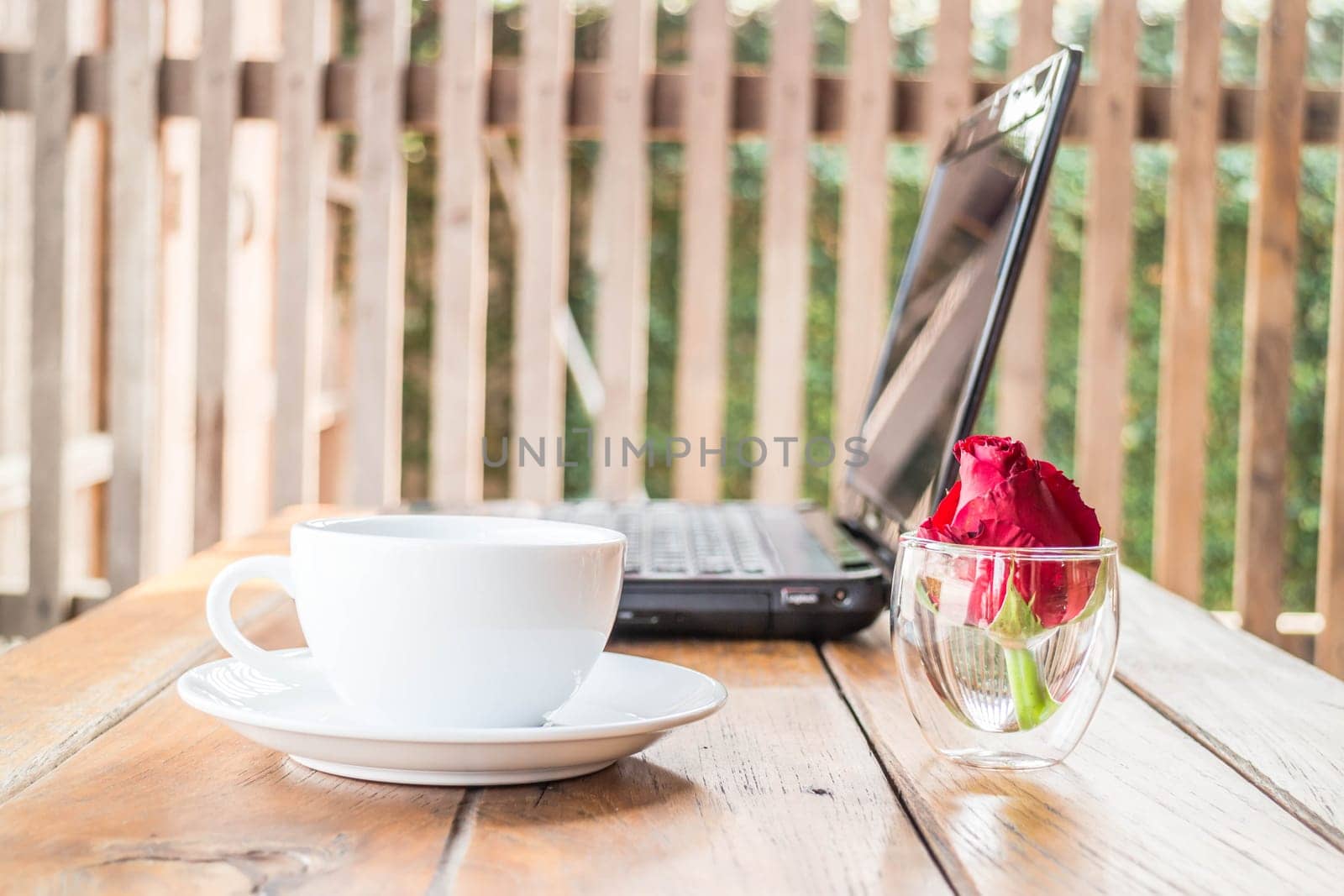 Morning sun shining on comfortable work station, stock photo