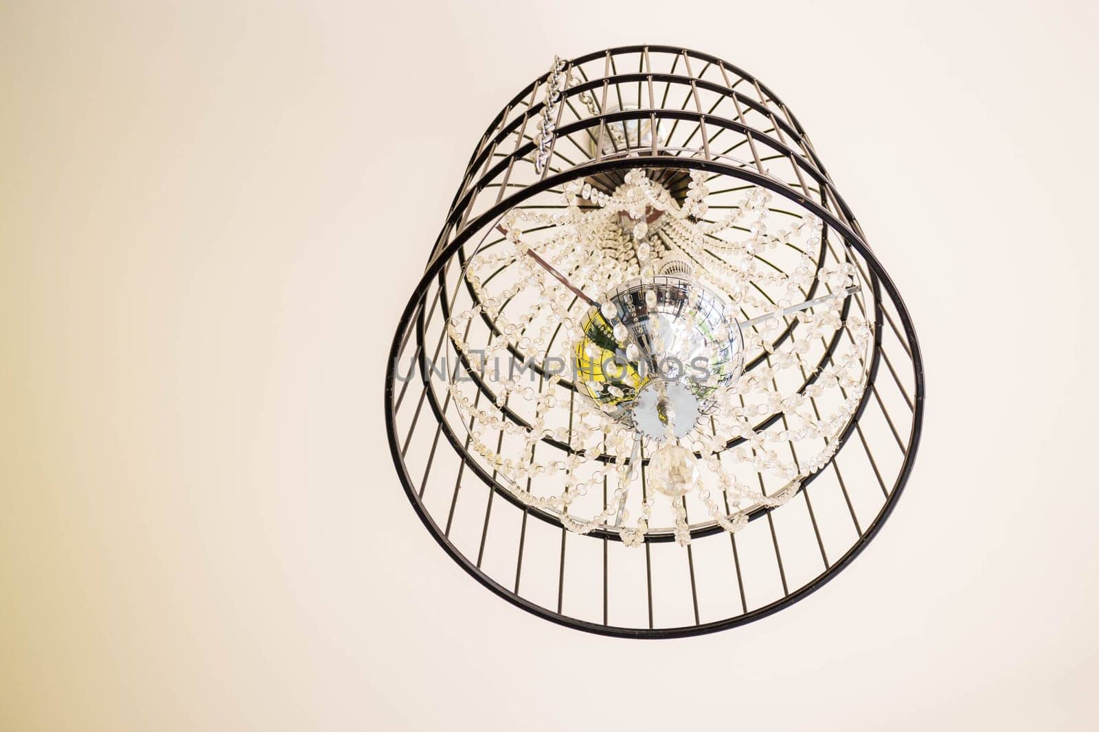 Crystal chandelier decorated in vintage house, stock photo