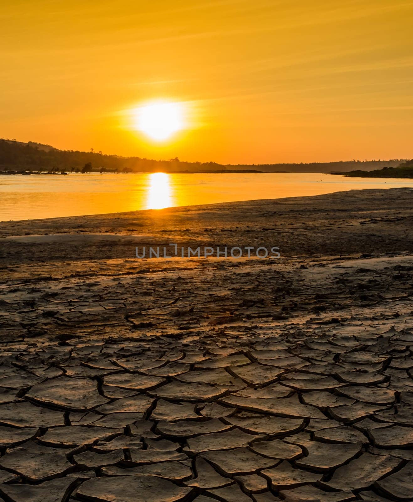 Golden sunset over the river