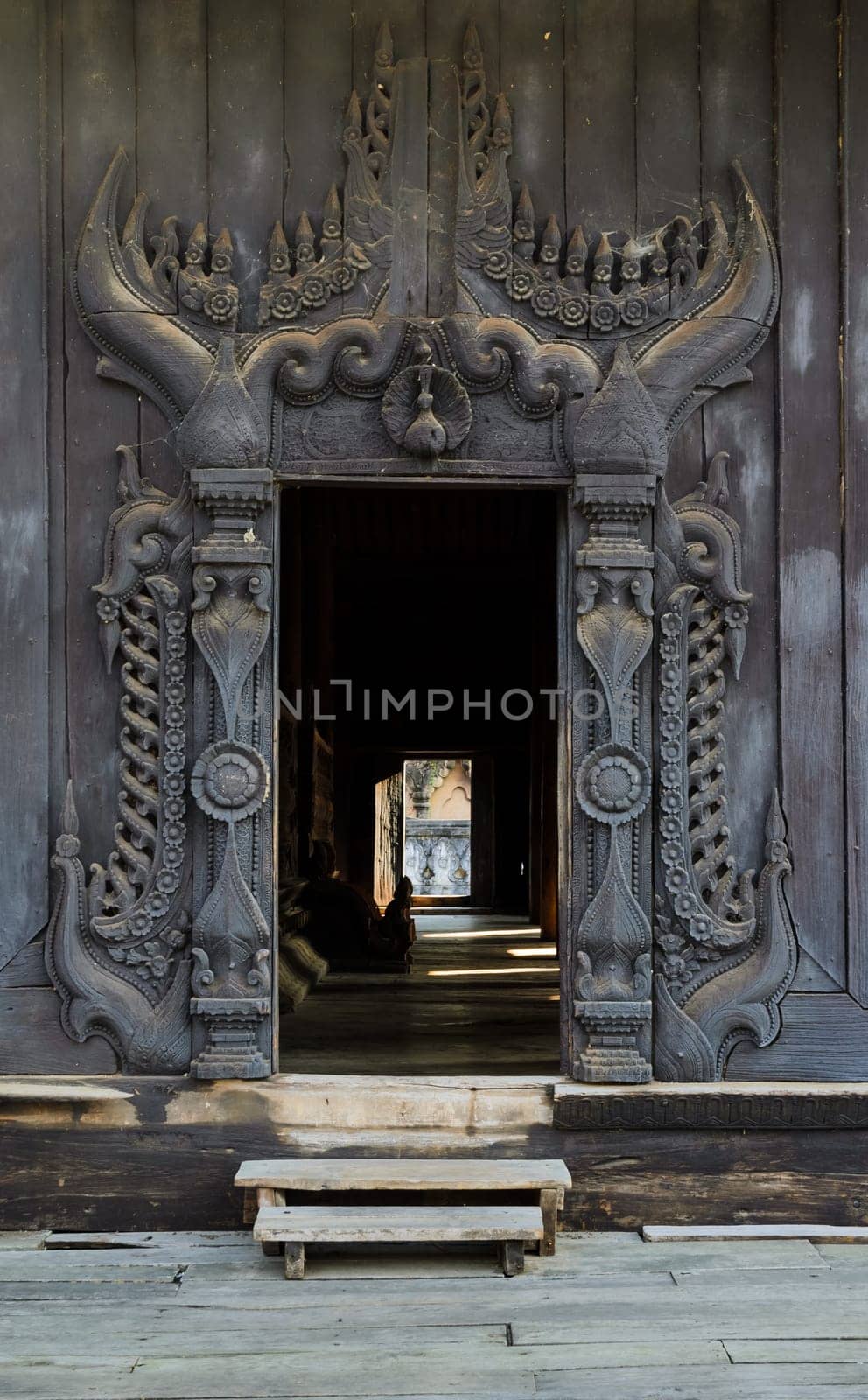Ancient teak monastery of Bagaya Kyaung in Inwa, Myanmar