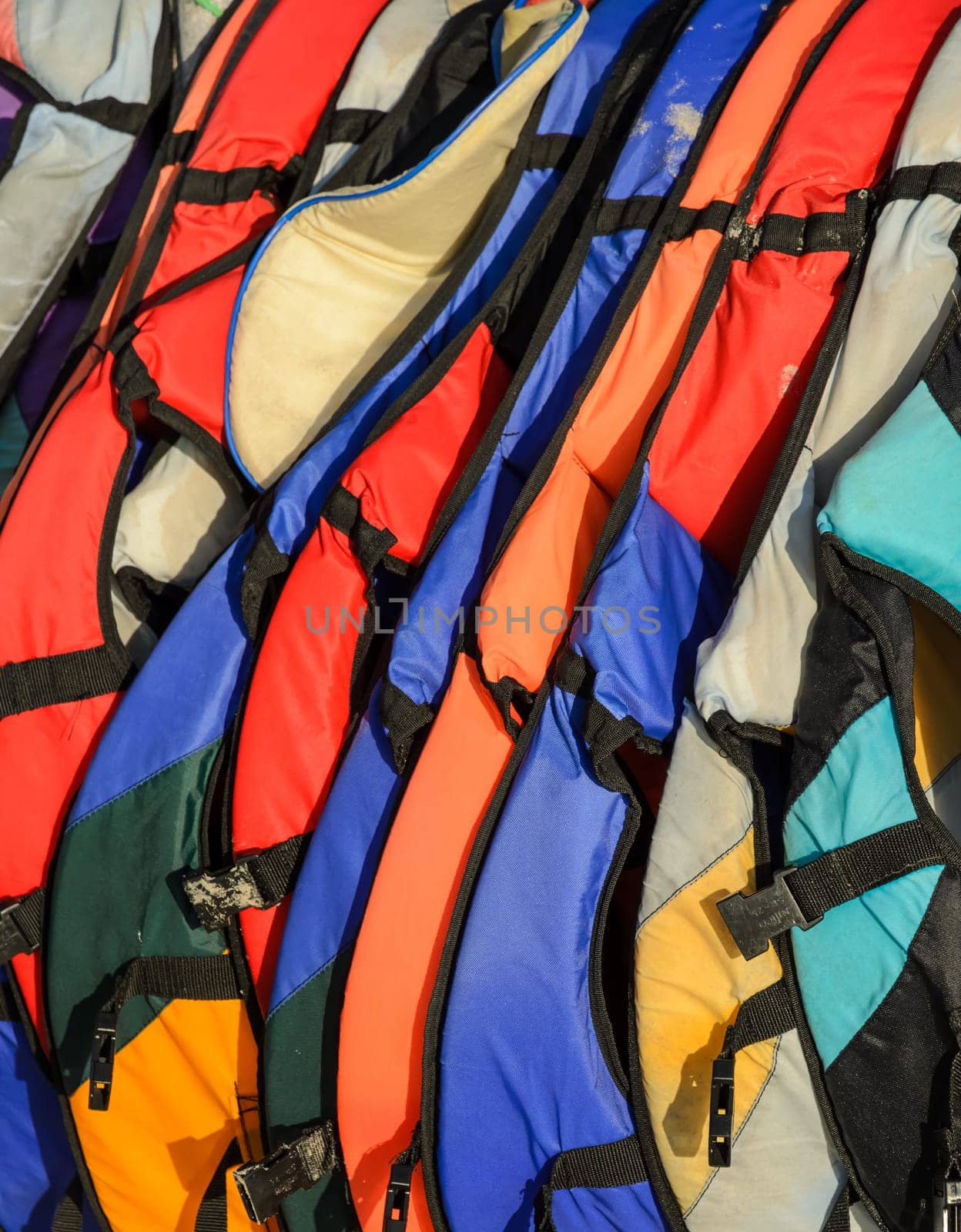 Colorful life jackets background