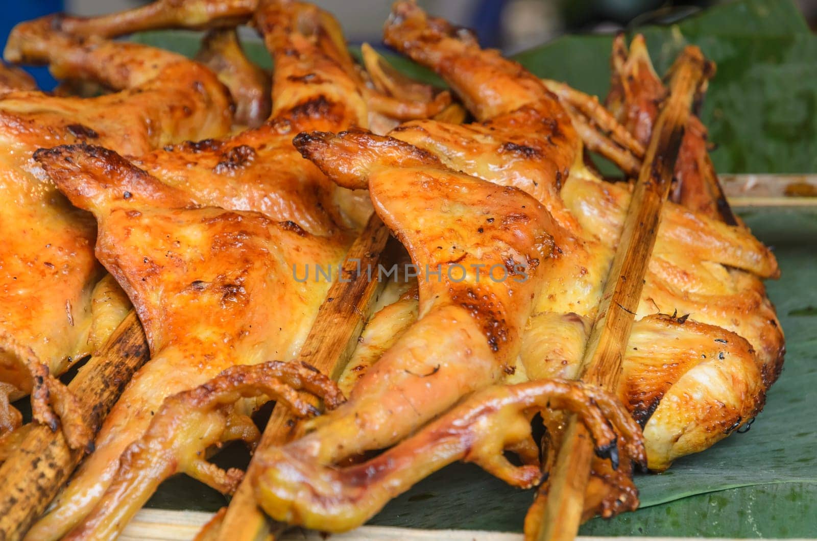 Roasted chicken on banan leaf