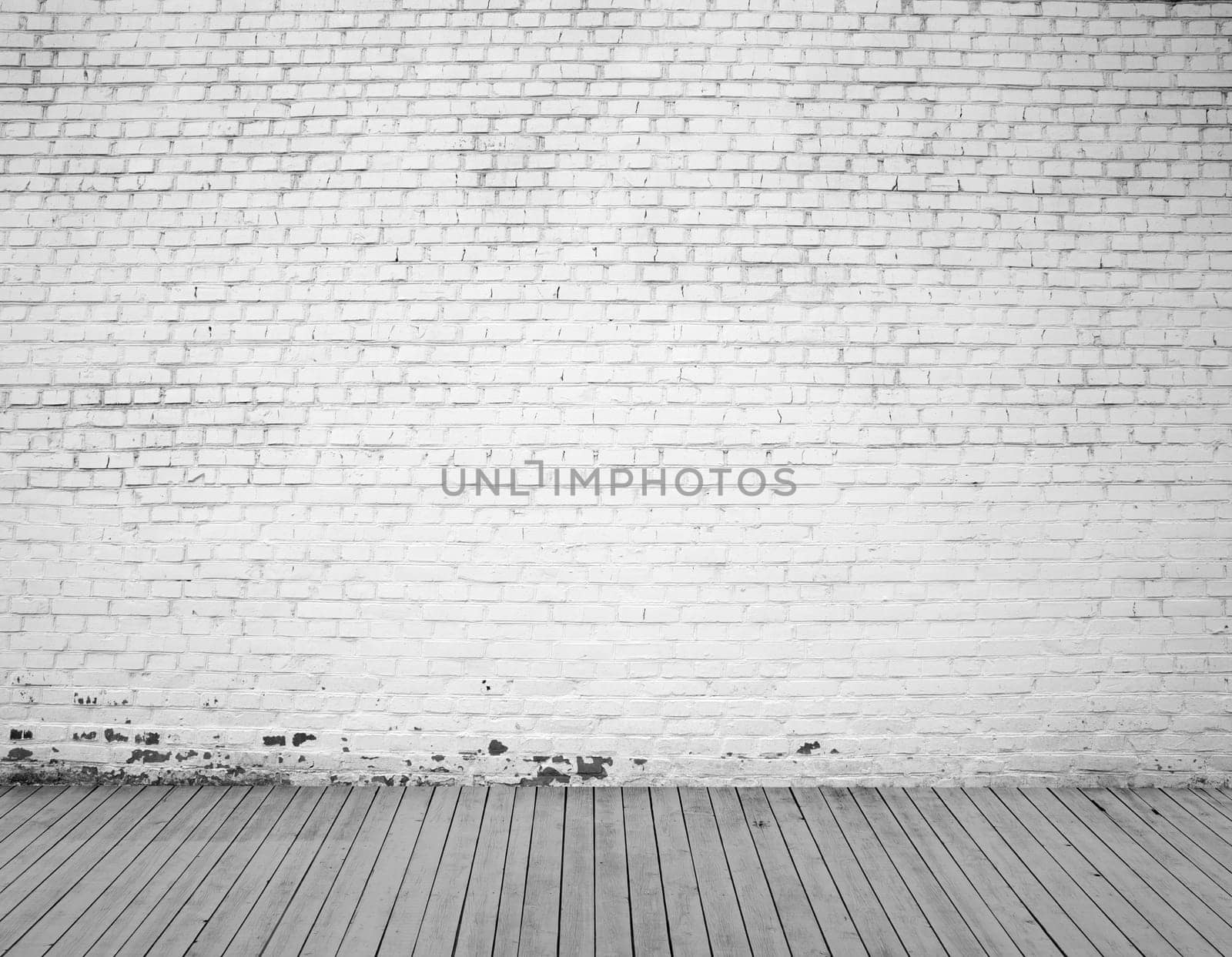 white brick wall and wood floor background