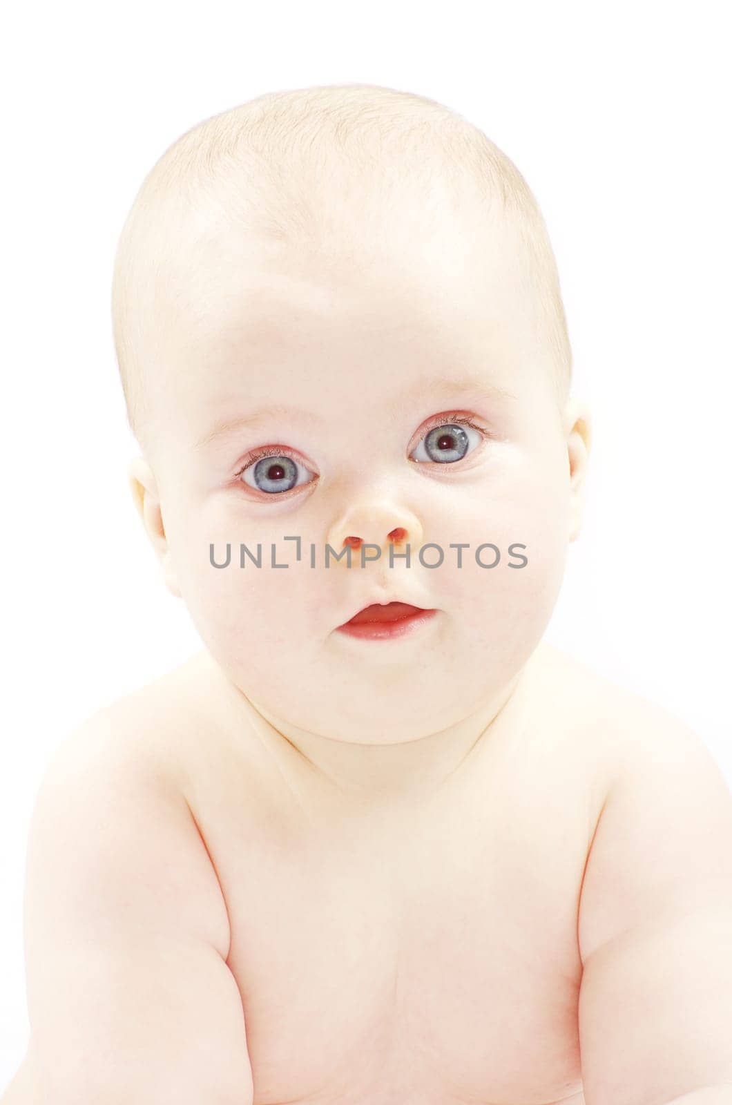 New born baby girl isolated on white
