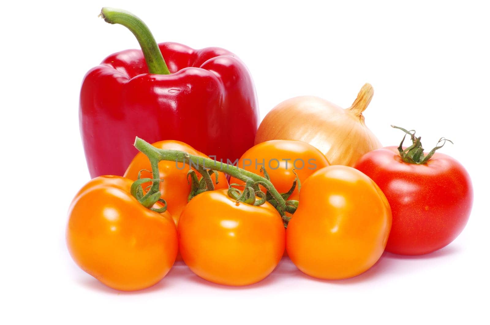 fresh vegetables on the white background