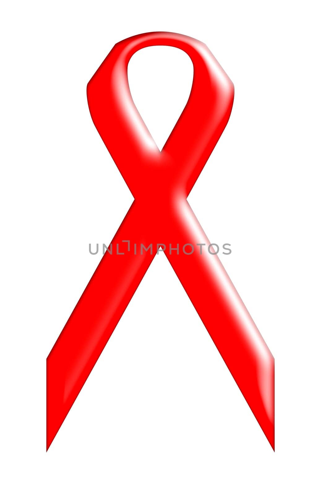 Red satin awareness ribbon on white