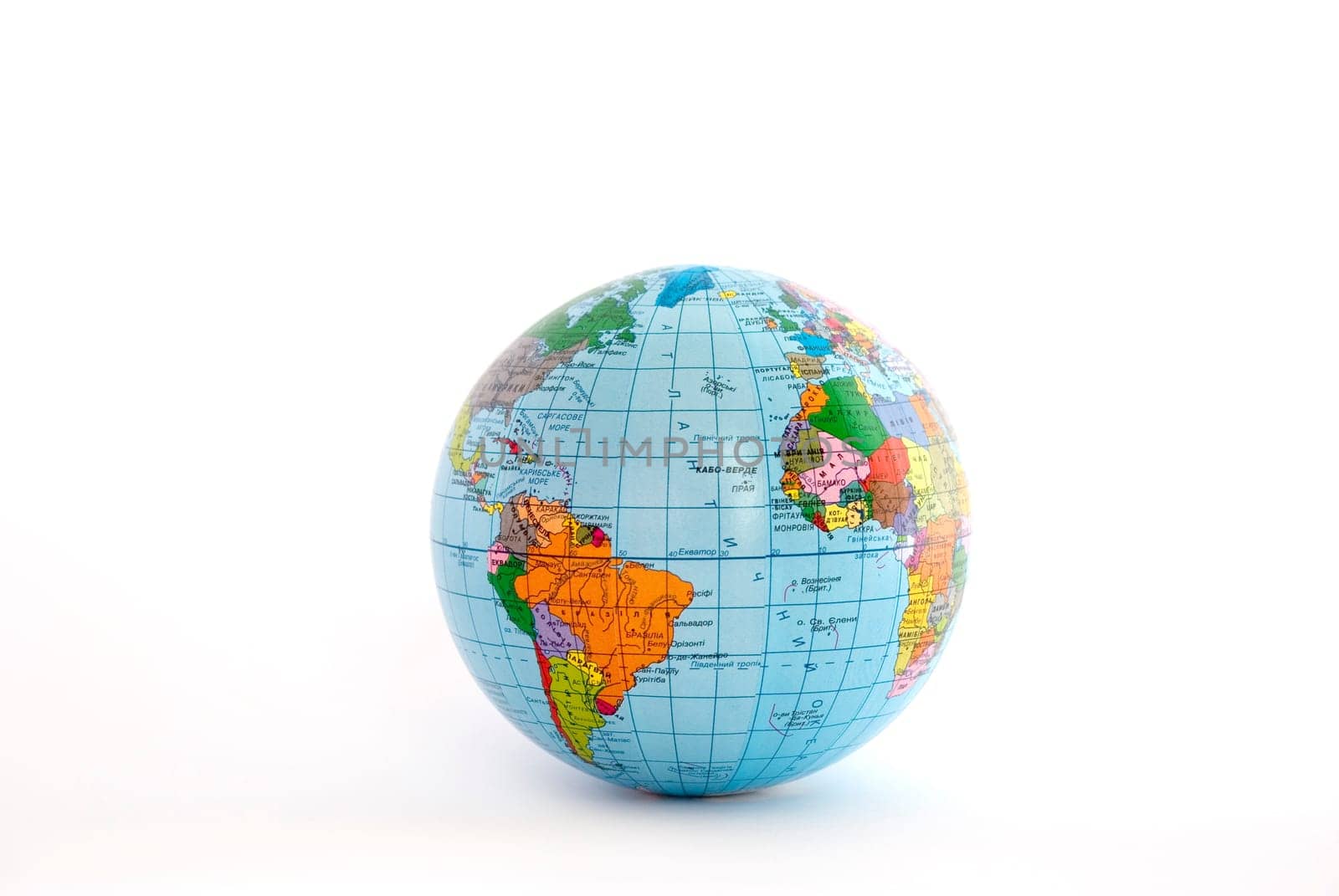 Blue globe isolated on the white background