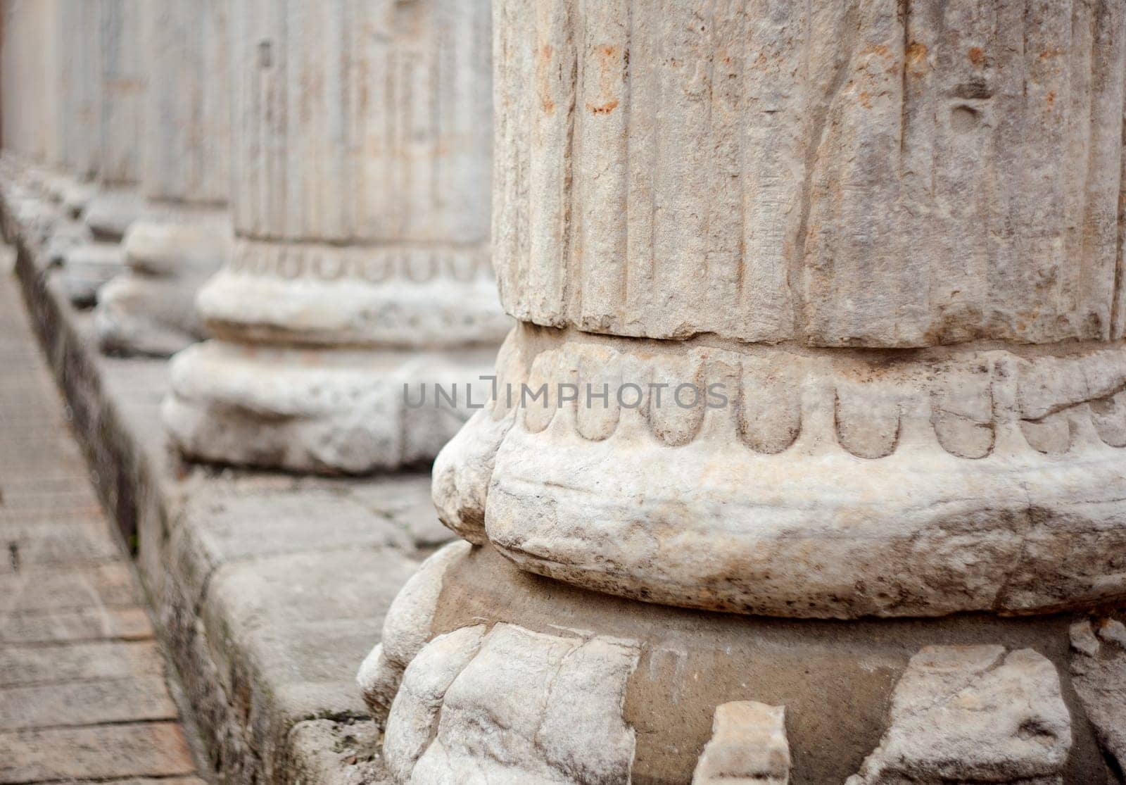 Close up of roman columns of San Lorenzo in Milan
