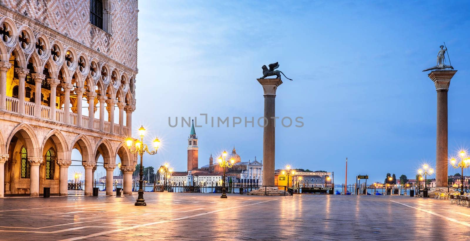 Saint Mark square with San Giorgio di Maggiore church in the background - Venice, Venezia, Italy, Europe