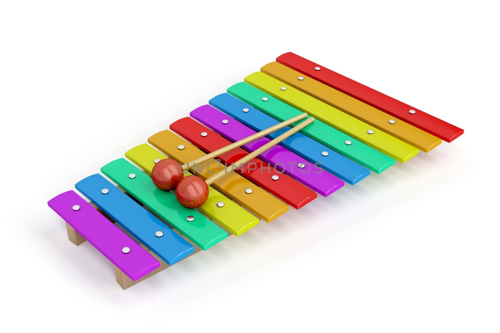 Colorful children's xylophone on white background