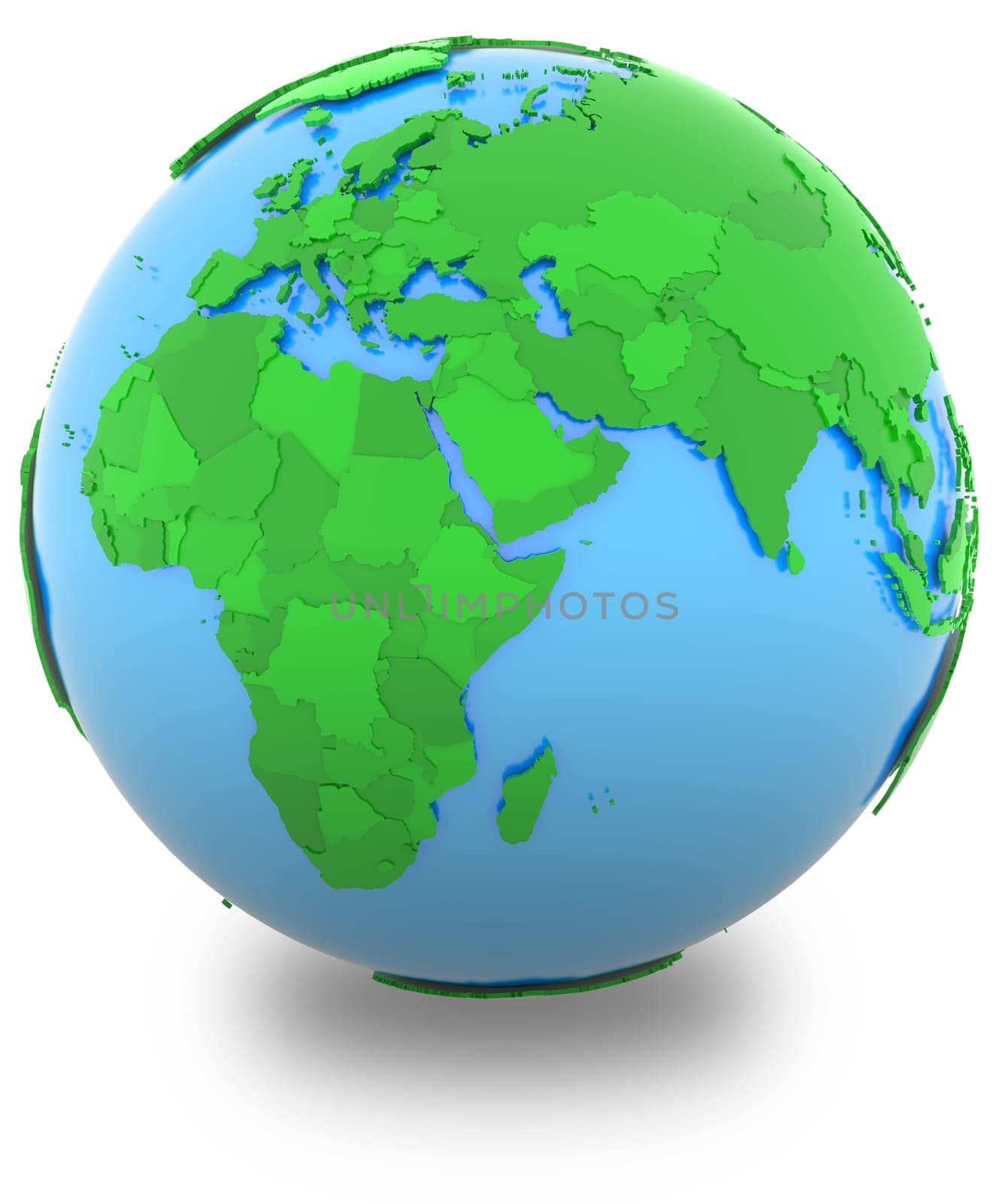 Western hemisphere, political map of the world with countries in different shades of green, isolated on white background.