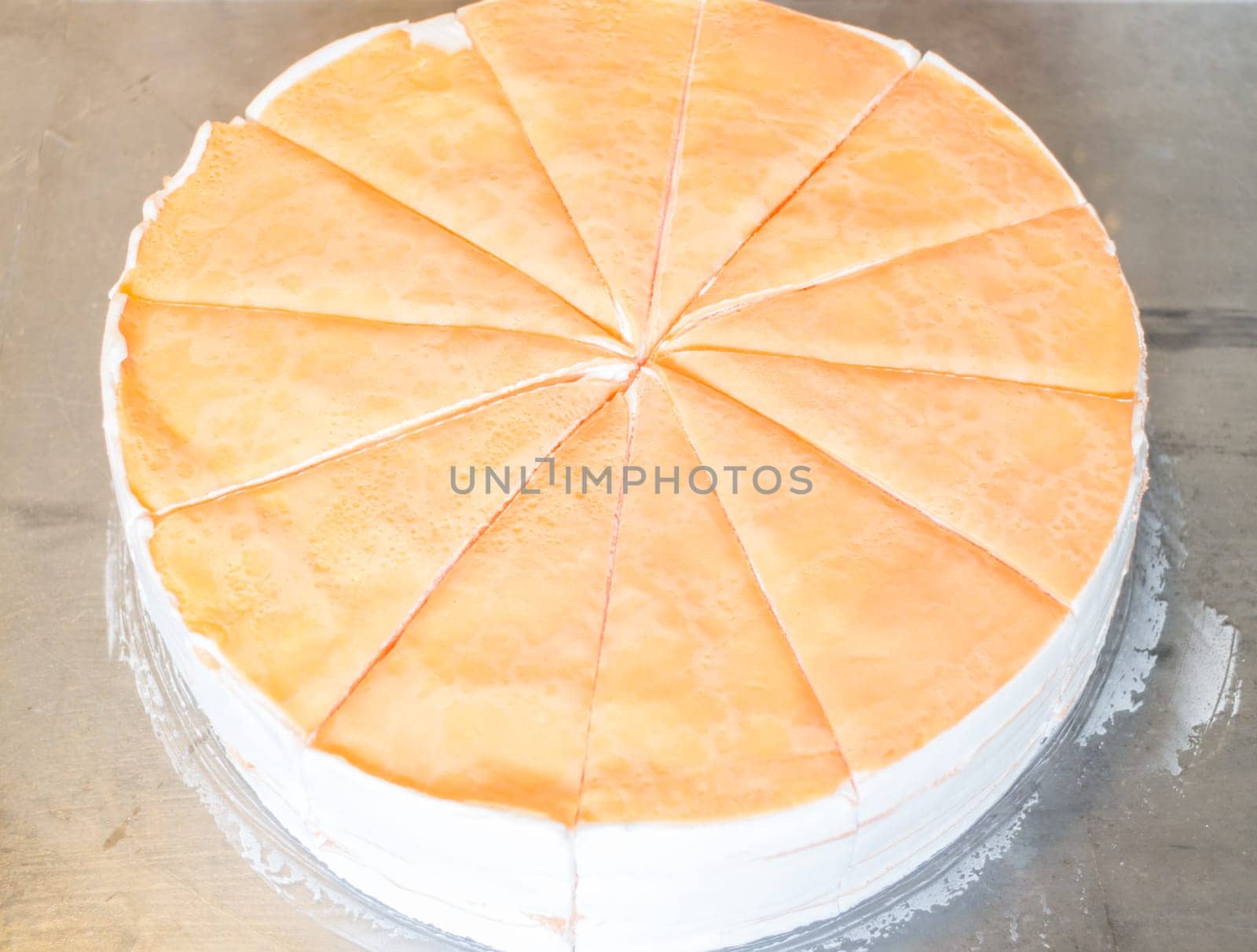 Homemade whipped cream crepe cake, stock photo