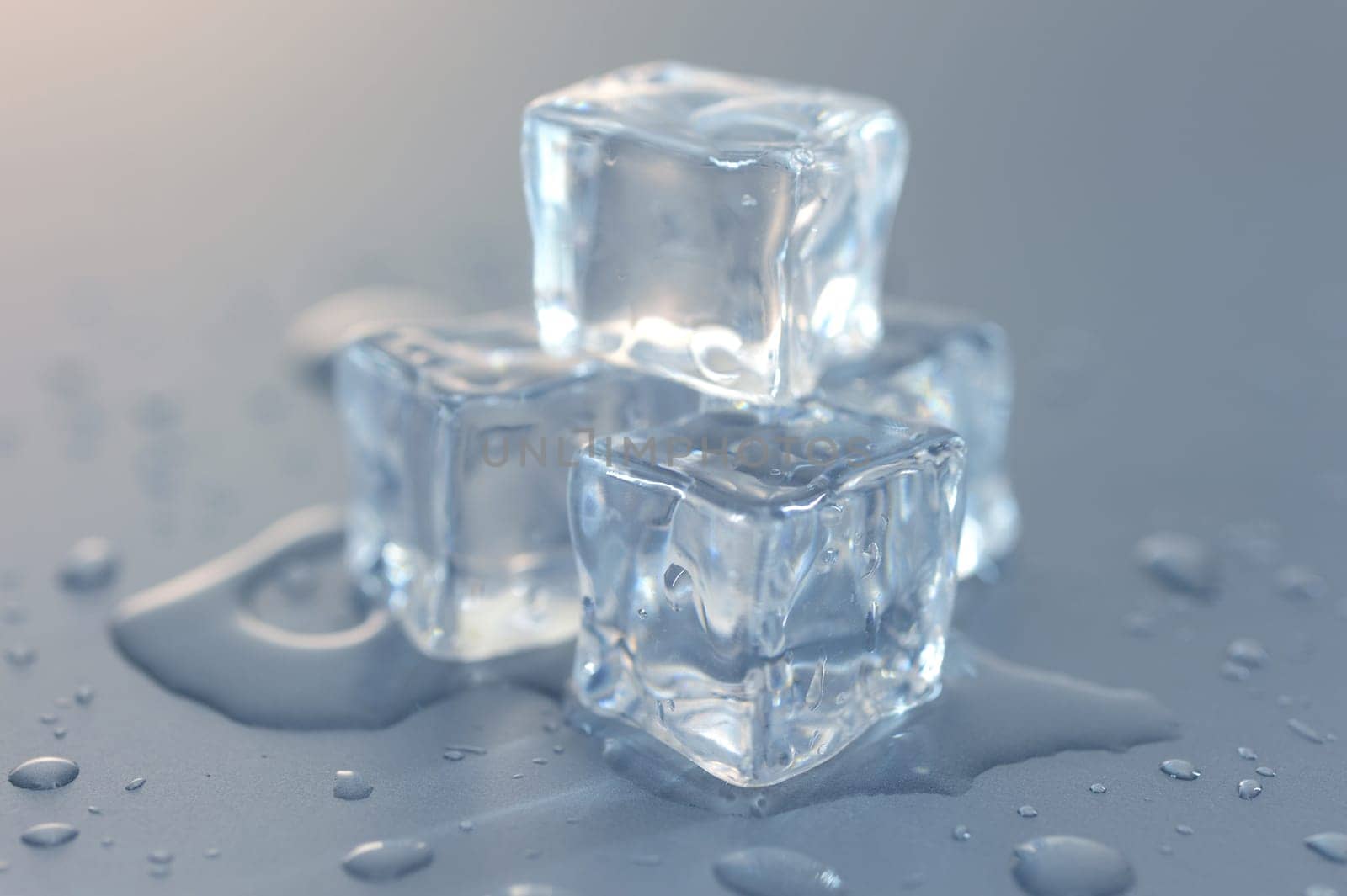 A close up shot of ice cubes