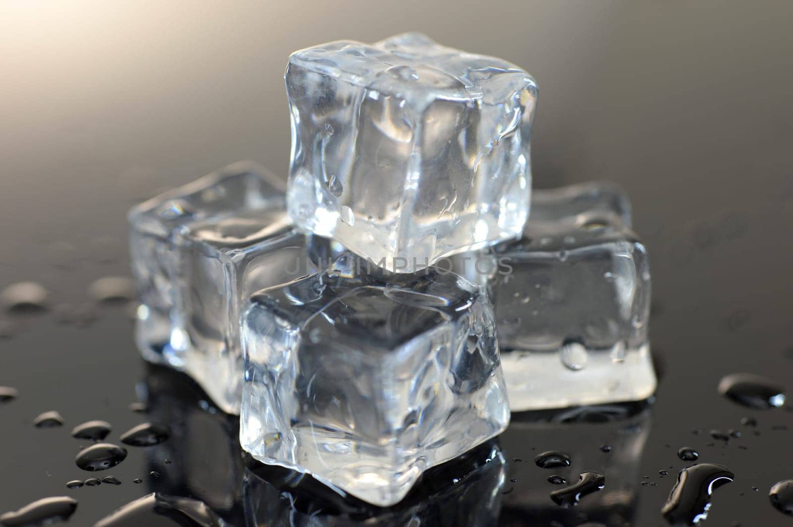 A close up shot of ice cubes