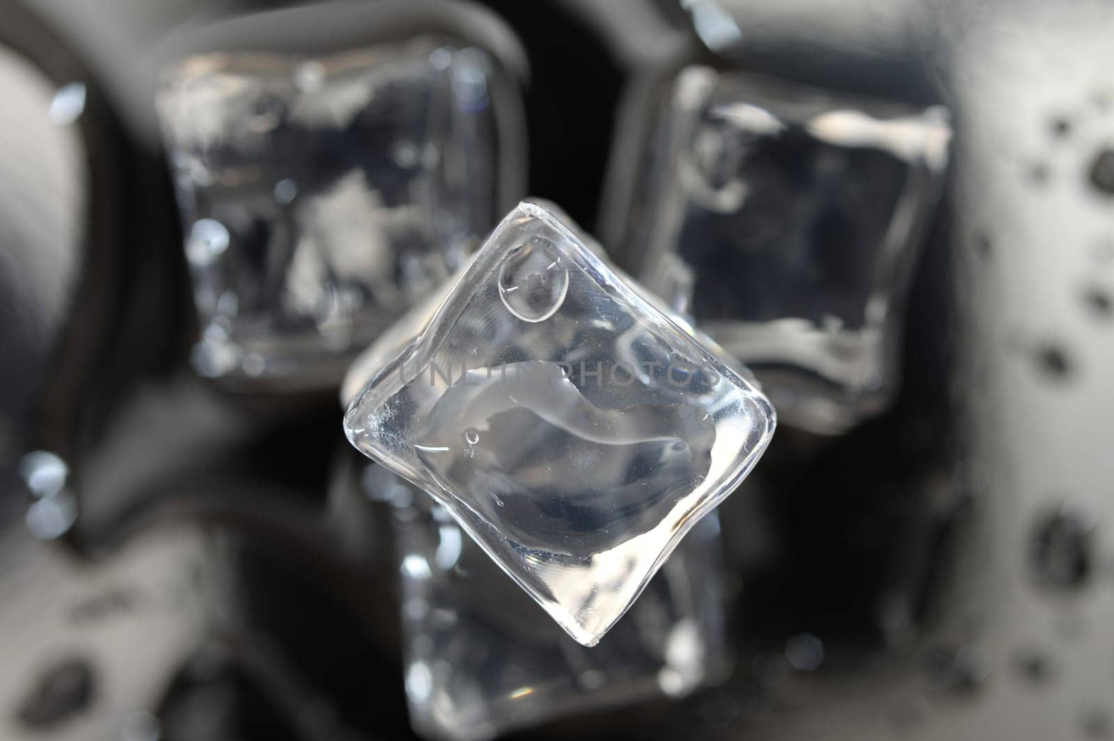 A close up shot of ice cubes
