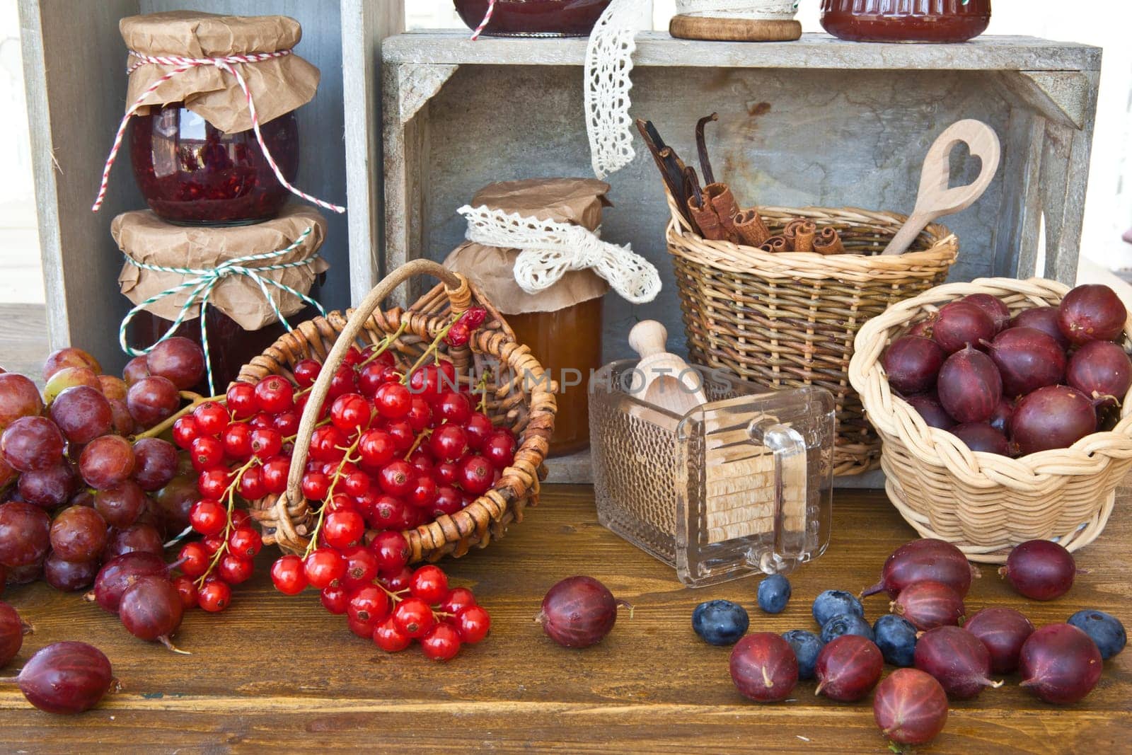 Cook fresh fruit and ingredients for jam